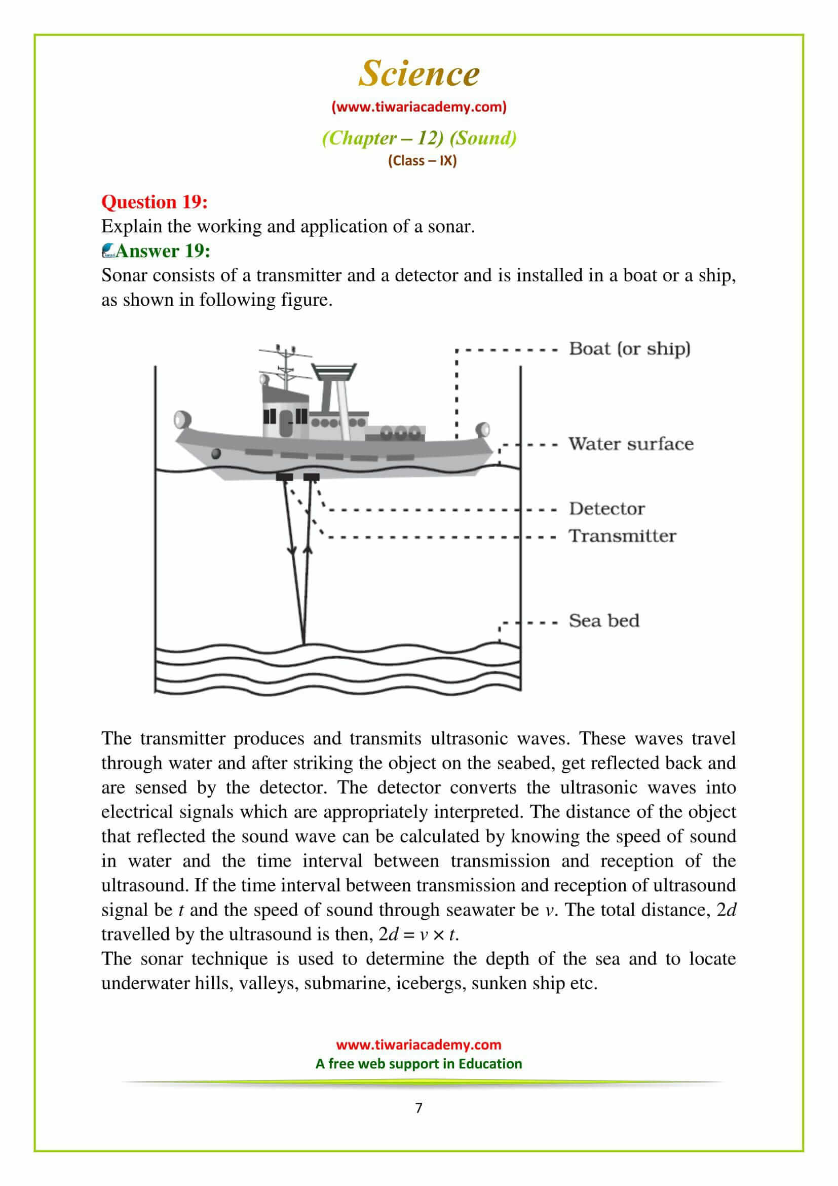 Ncert Solutions For Class Science Chapter Sound In Pdf