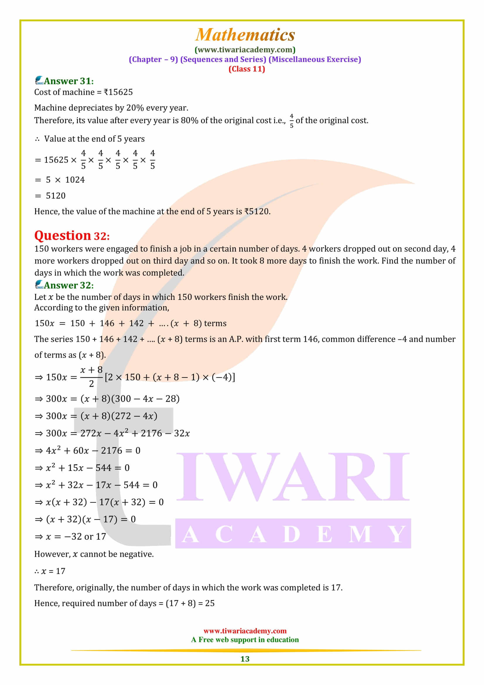 Ncert Solutions For Class Maths Chapter Miscellaneous Exercise