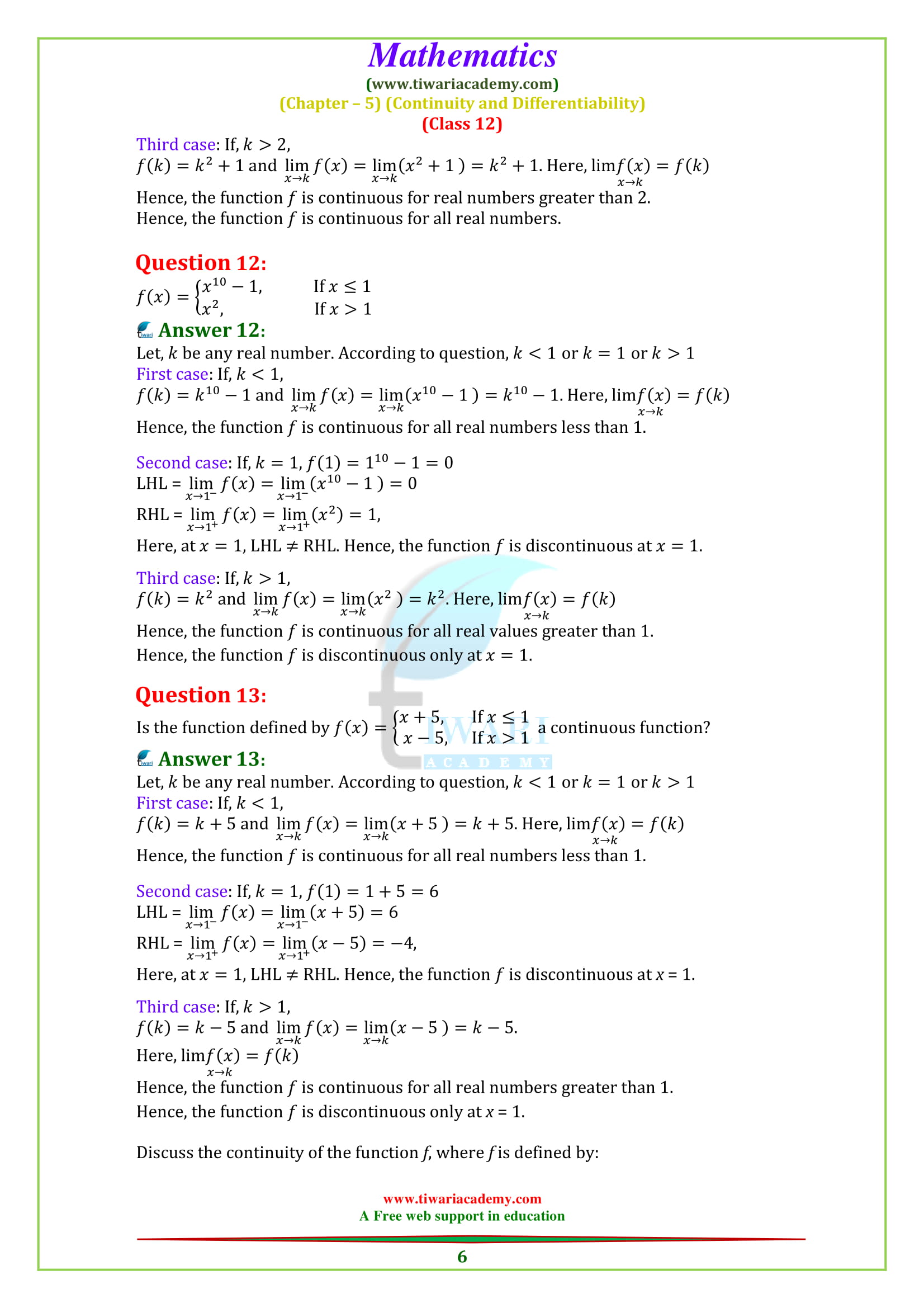 NCERT Solutions For Class 12 Maths Chapter 5 Exercise 5.1 In PDF