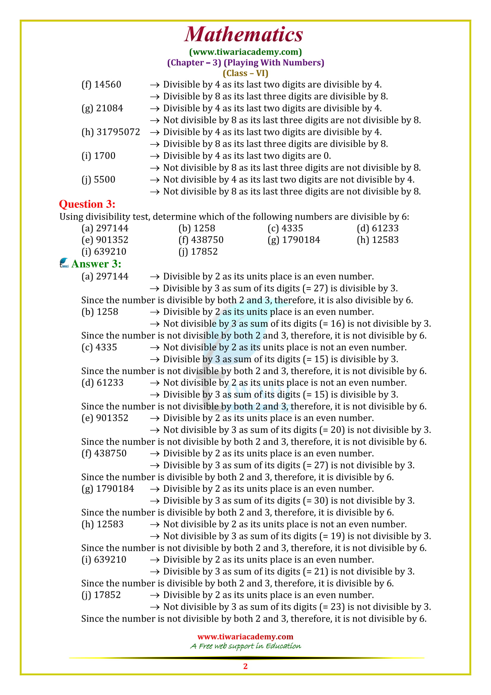 NCERT Solutions For Class 6 Maths Chapter 3 Playing With Numbers