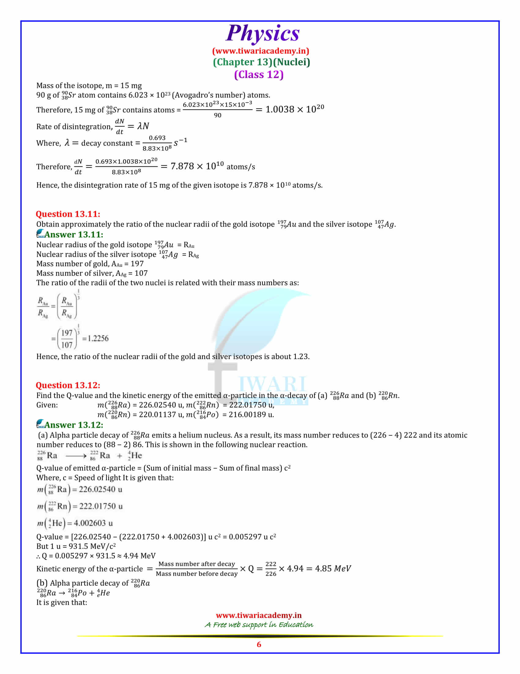 NCERT Solutions For Class 12 Physics Chapter 13 In Hindi And English