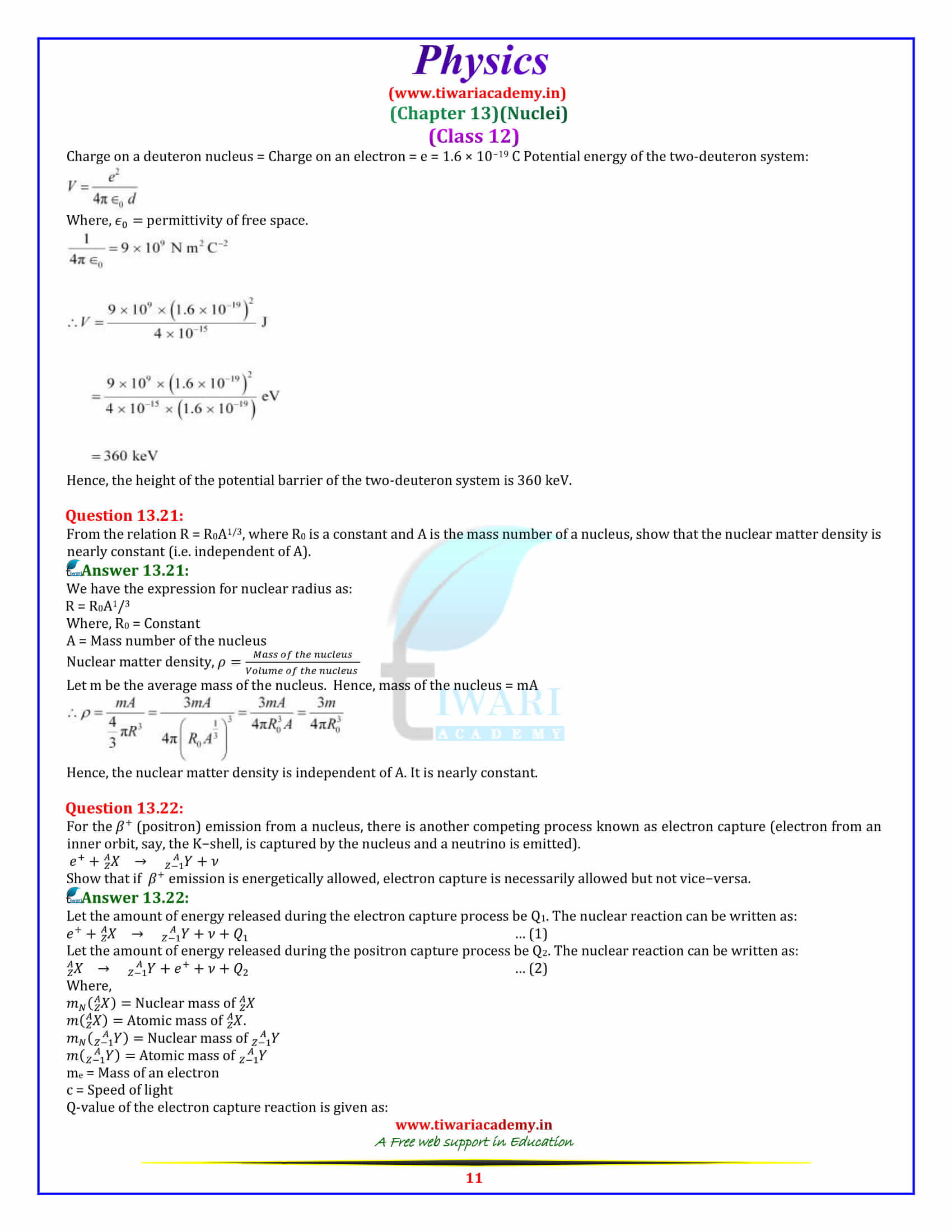 NCERT Solutions For Class 12 Physics Chapter 13 In Hindi And English