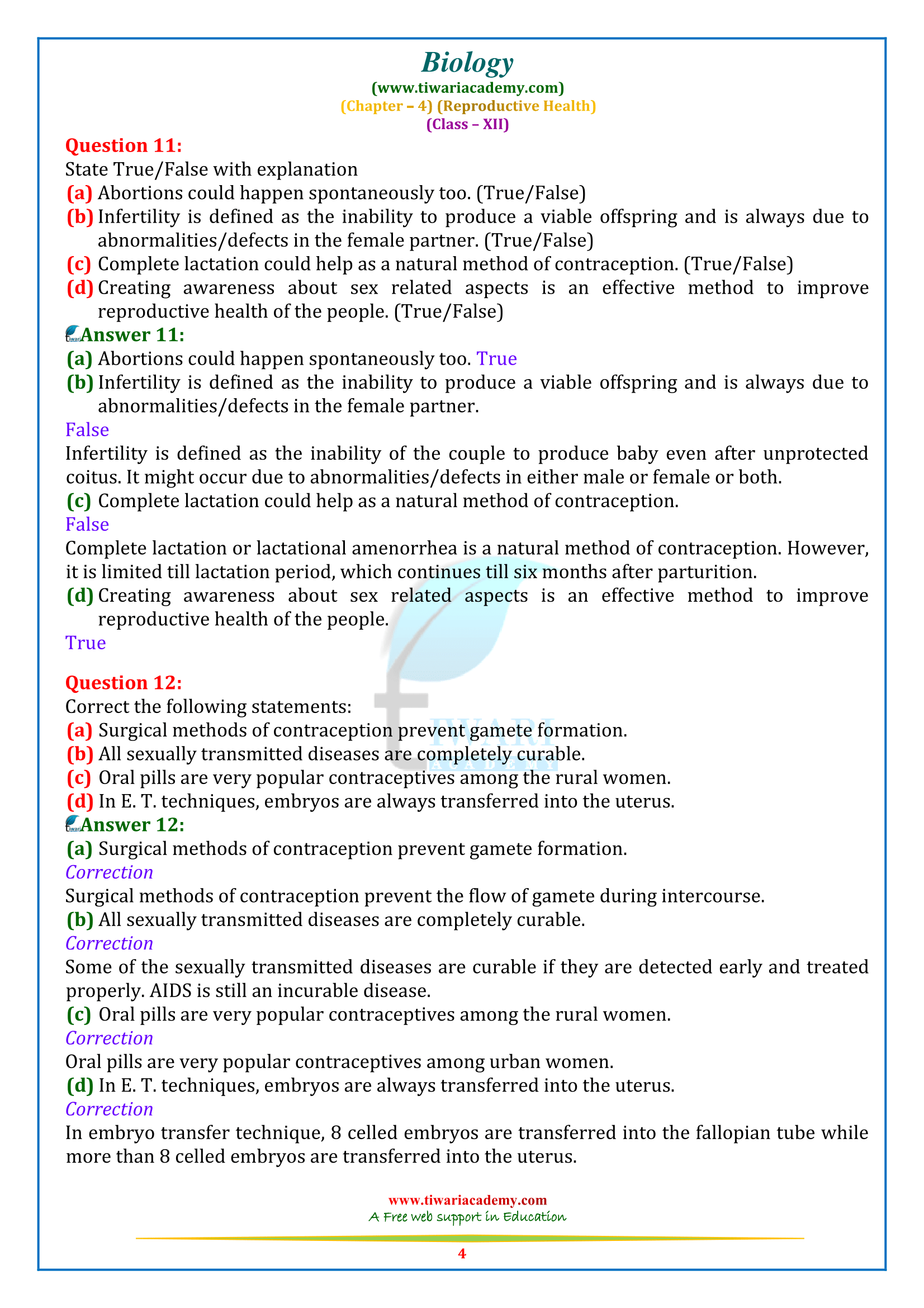 case study questions class 12 biology chapter 4