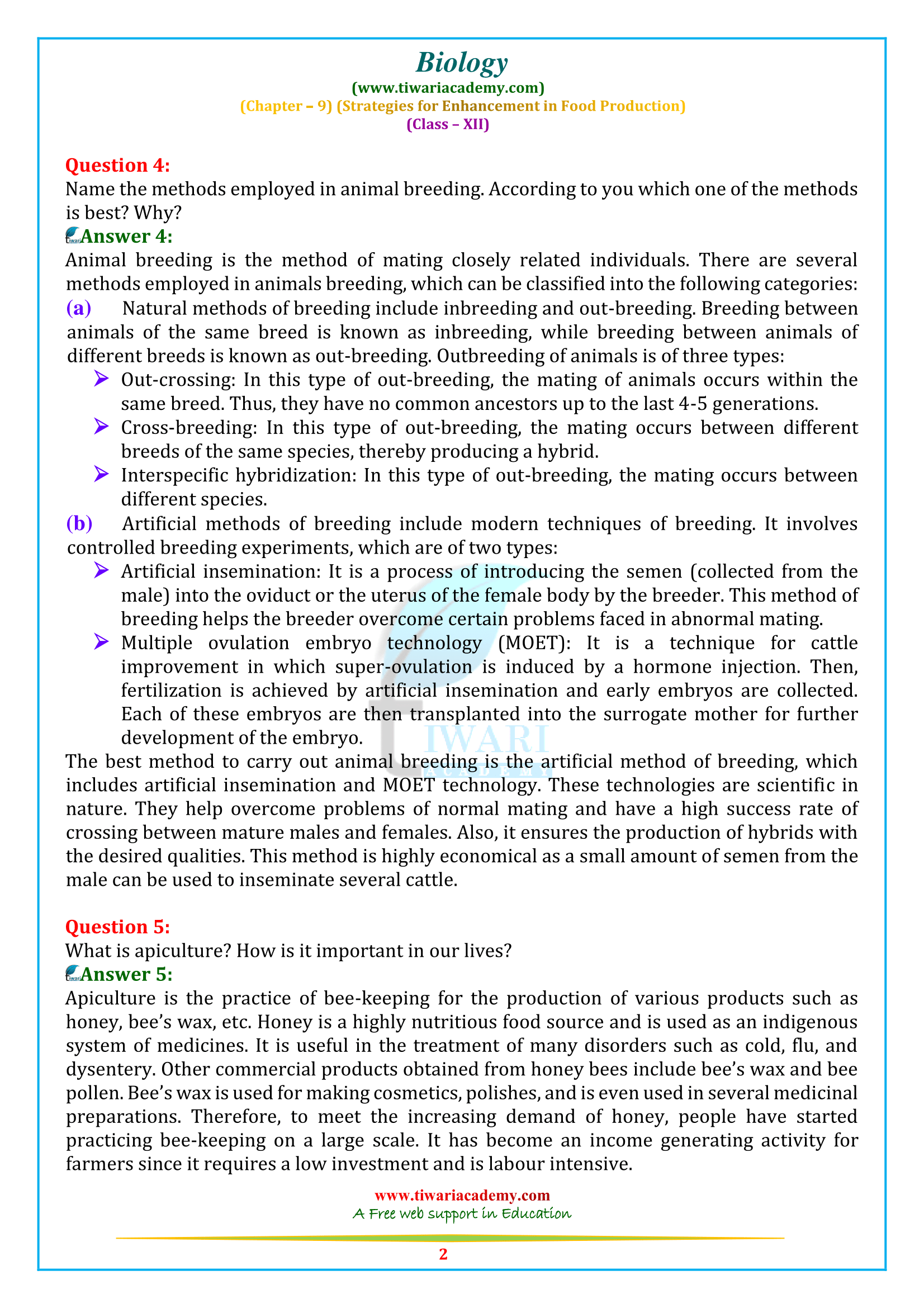 NCERT Solutions For Class 12 Biology Chapter 9 (for 2023-24)