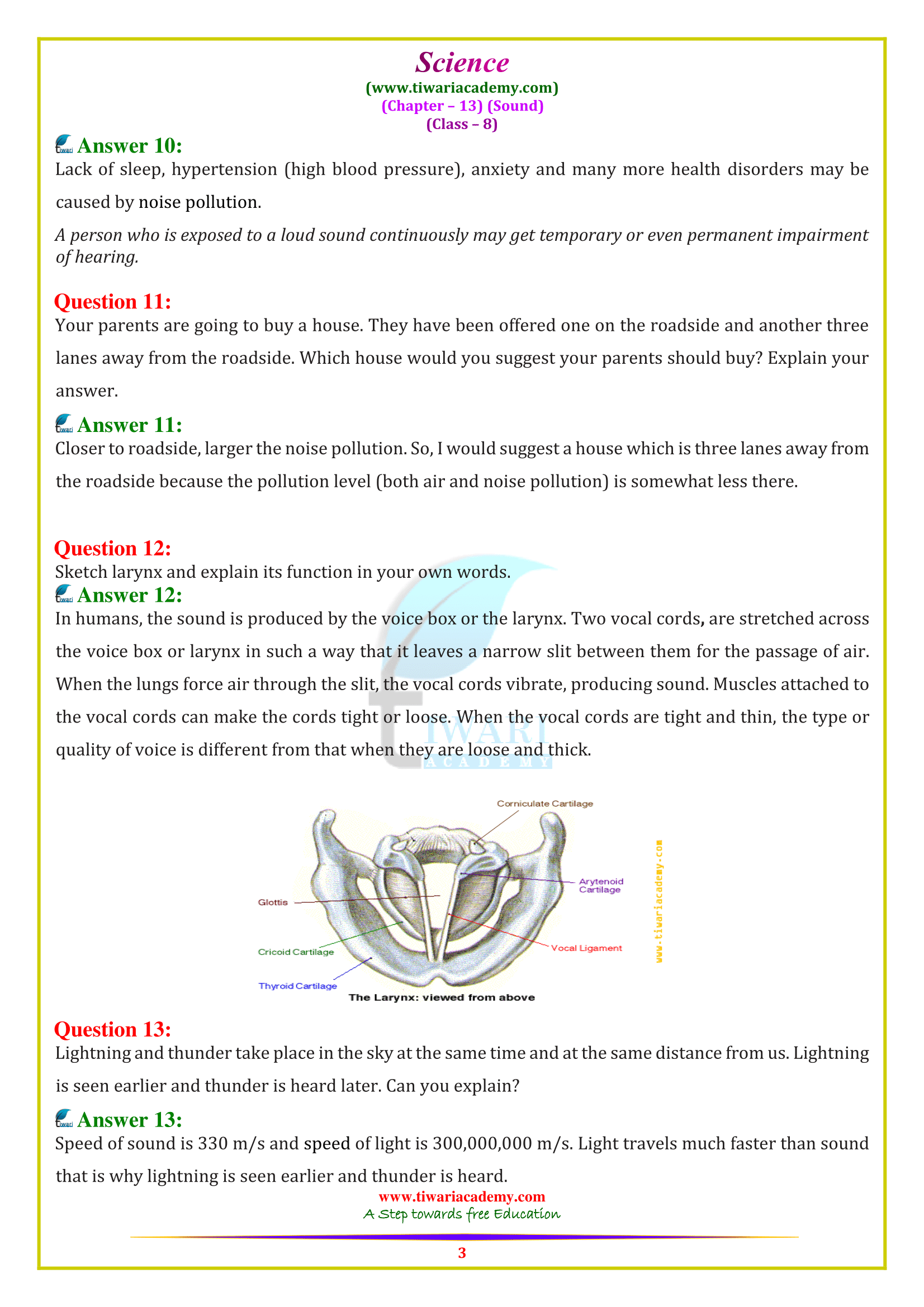 NCERT Solutions For Class 8 Science Chapter 13 Sound In PDF 2022-23.