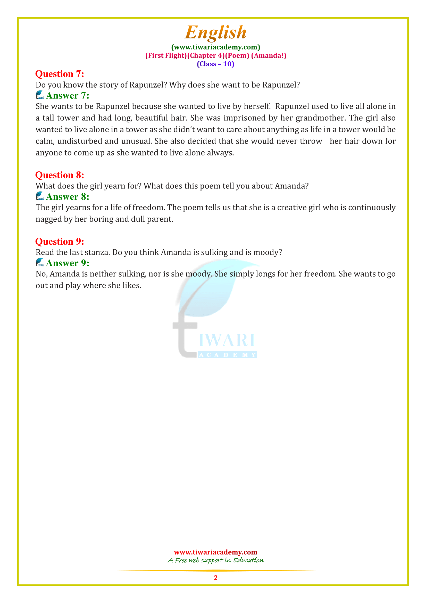 ncert-solutions-for-class-10-english-first-flight-chapter-4