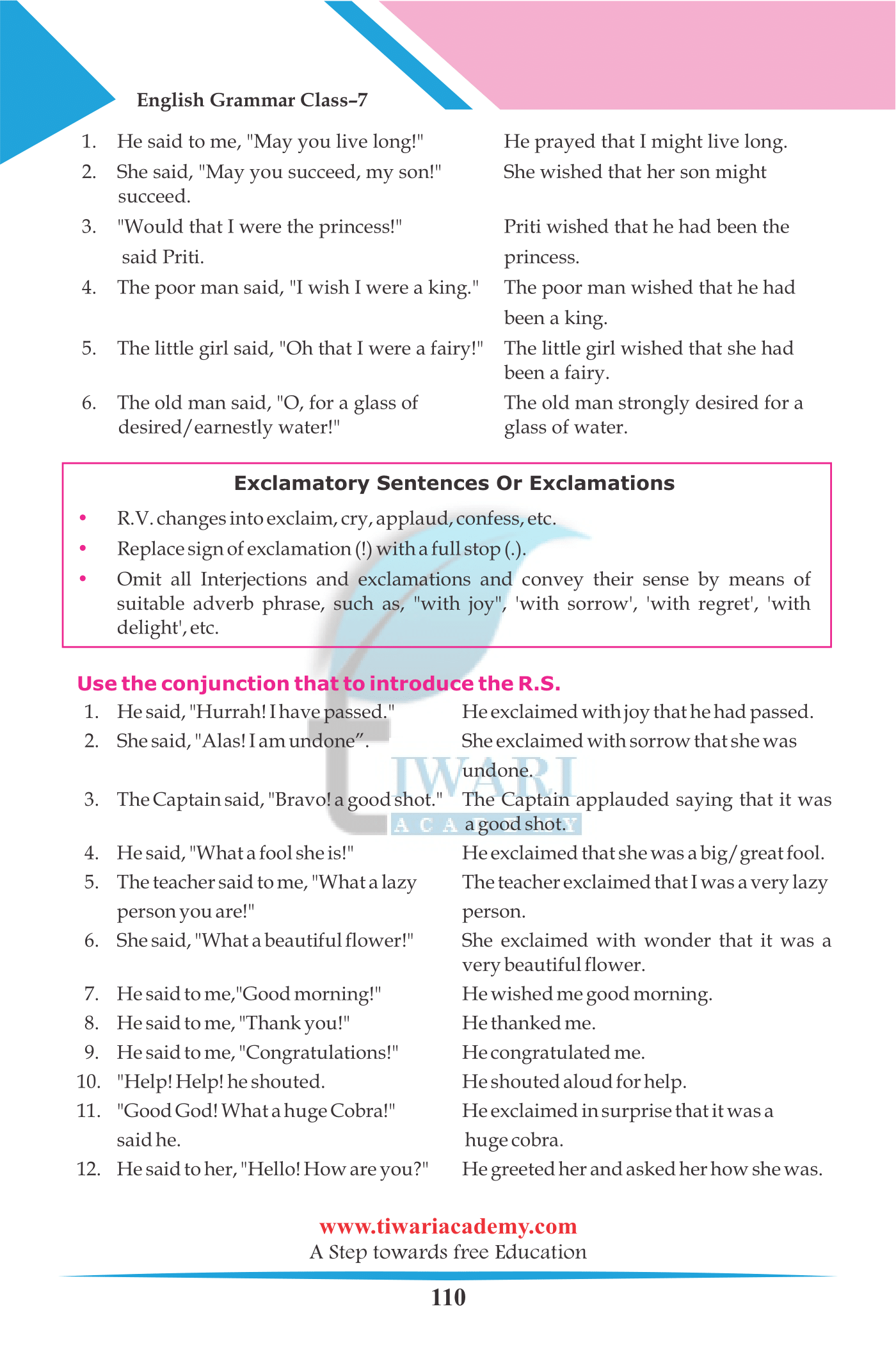 class 7 english grammar chapter 17 direct and indirect speech