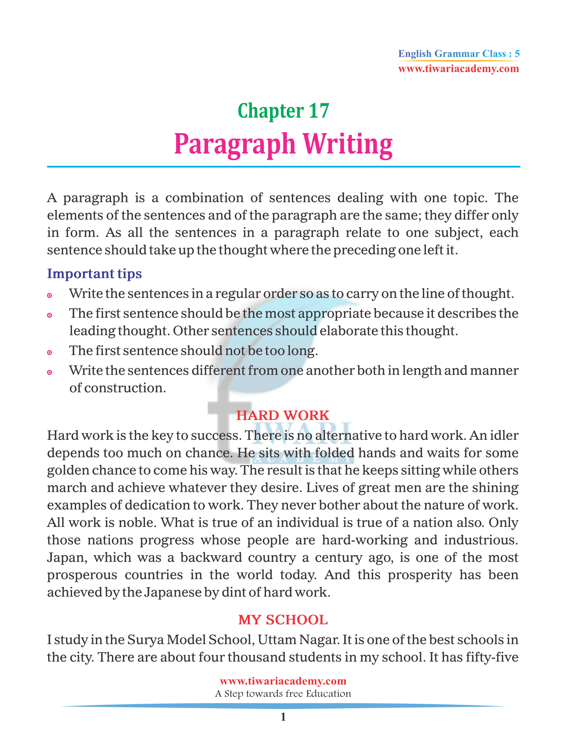 english grammar paragraph writing pdf