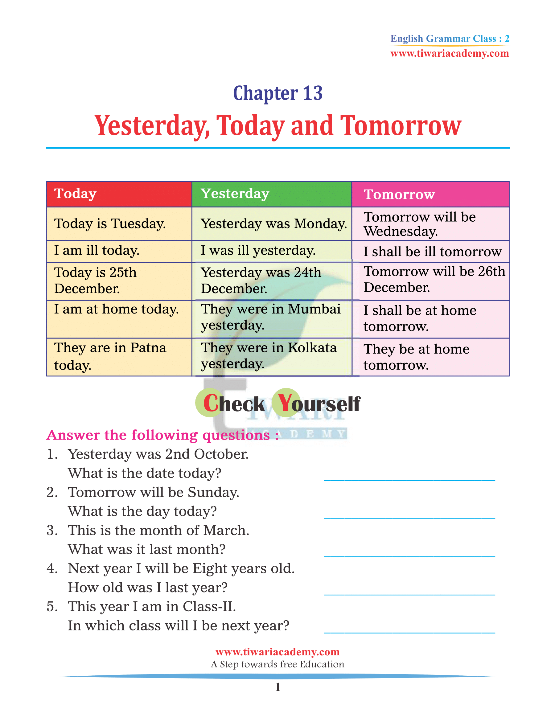 class-2-english-grammar-chapter-13-use-of-yesterday-today-tomorrow