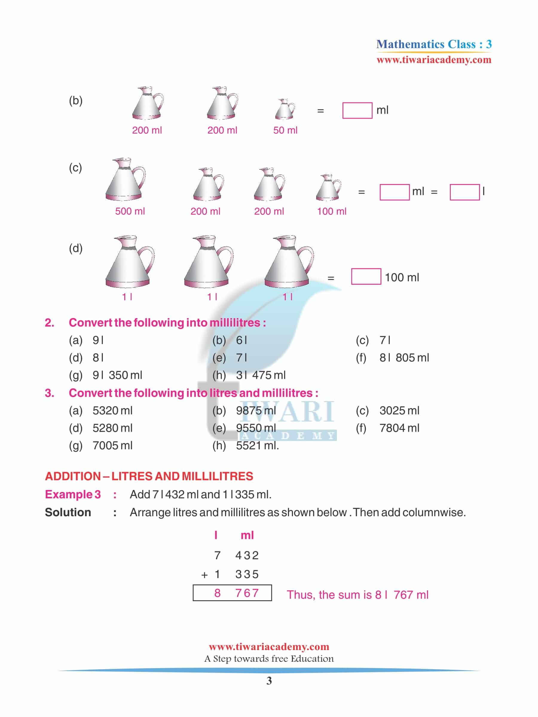 Class 3 Maths Chapter 11 Revision Exercises