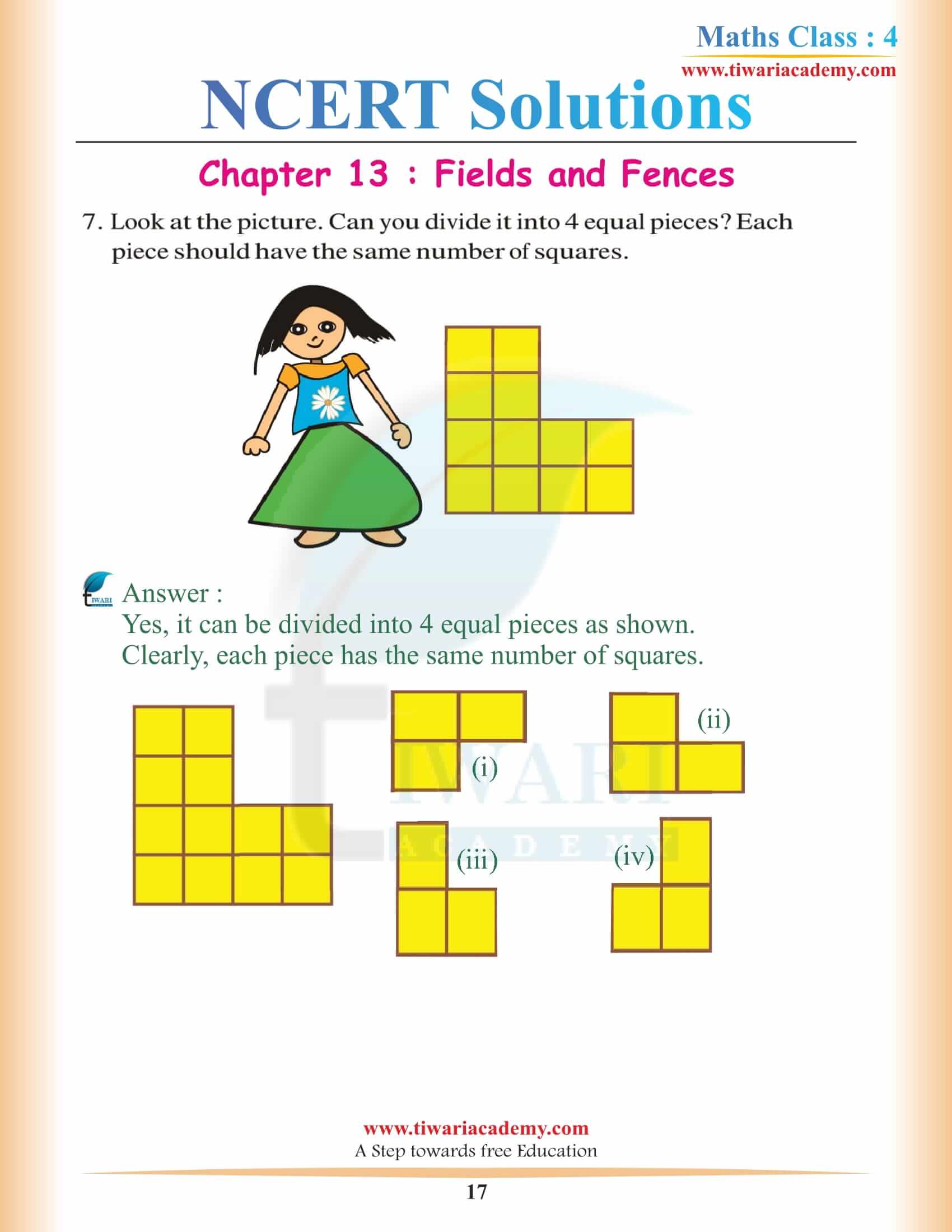 Class 4 Maths NCERT Chapter 13 sols in English
