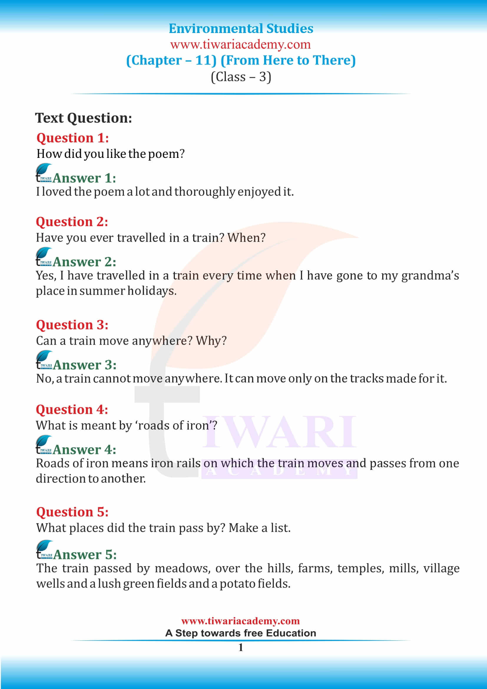 NCERT Solutions for Class 3 EVS Work We Do - Learn CBSE