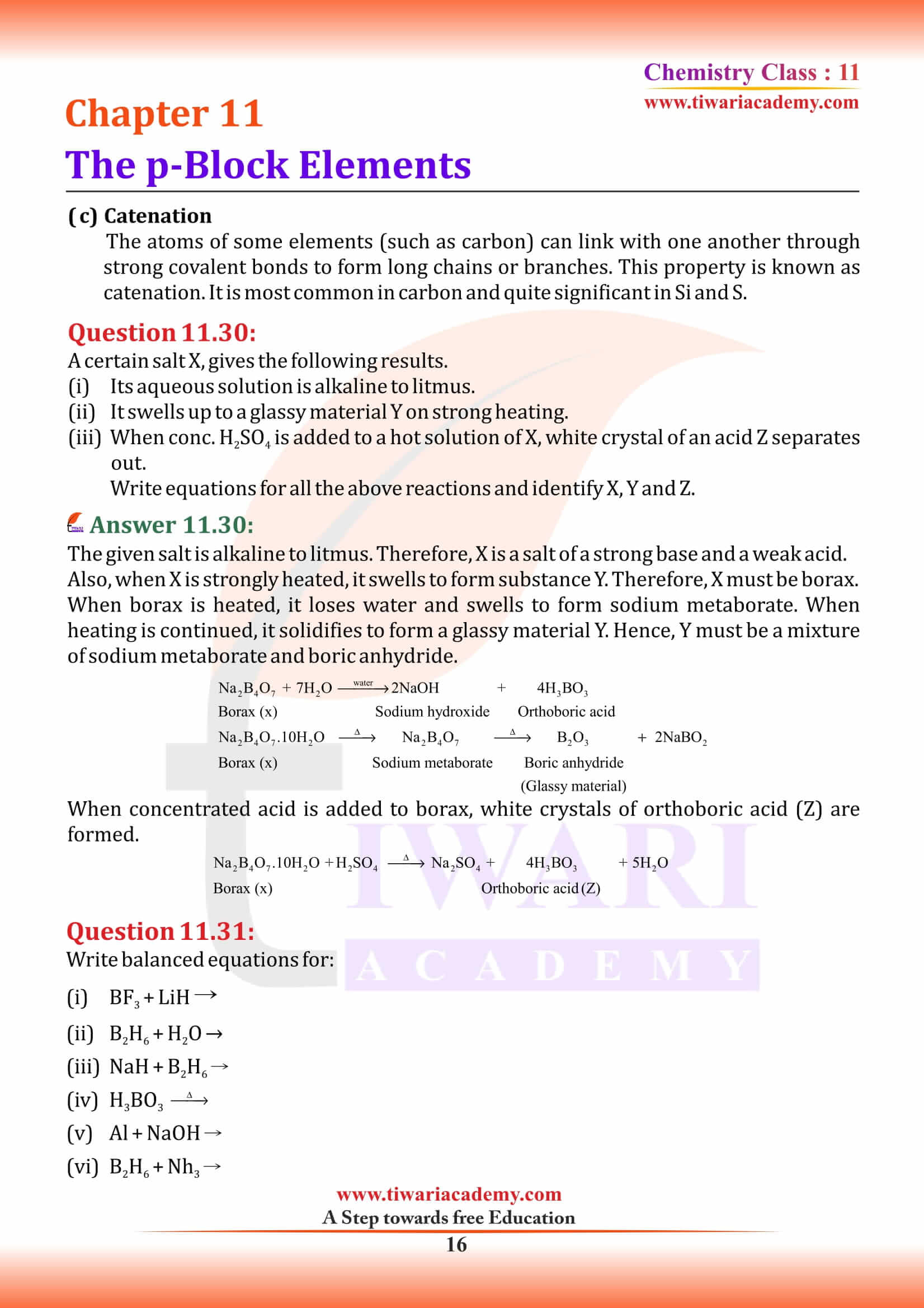 NCERT Solutions For Class 11 Chemistry Chapter 11 The P Block Elements