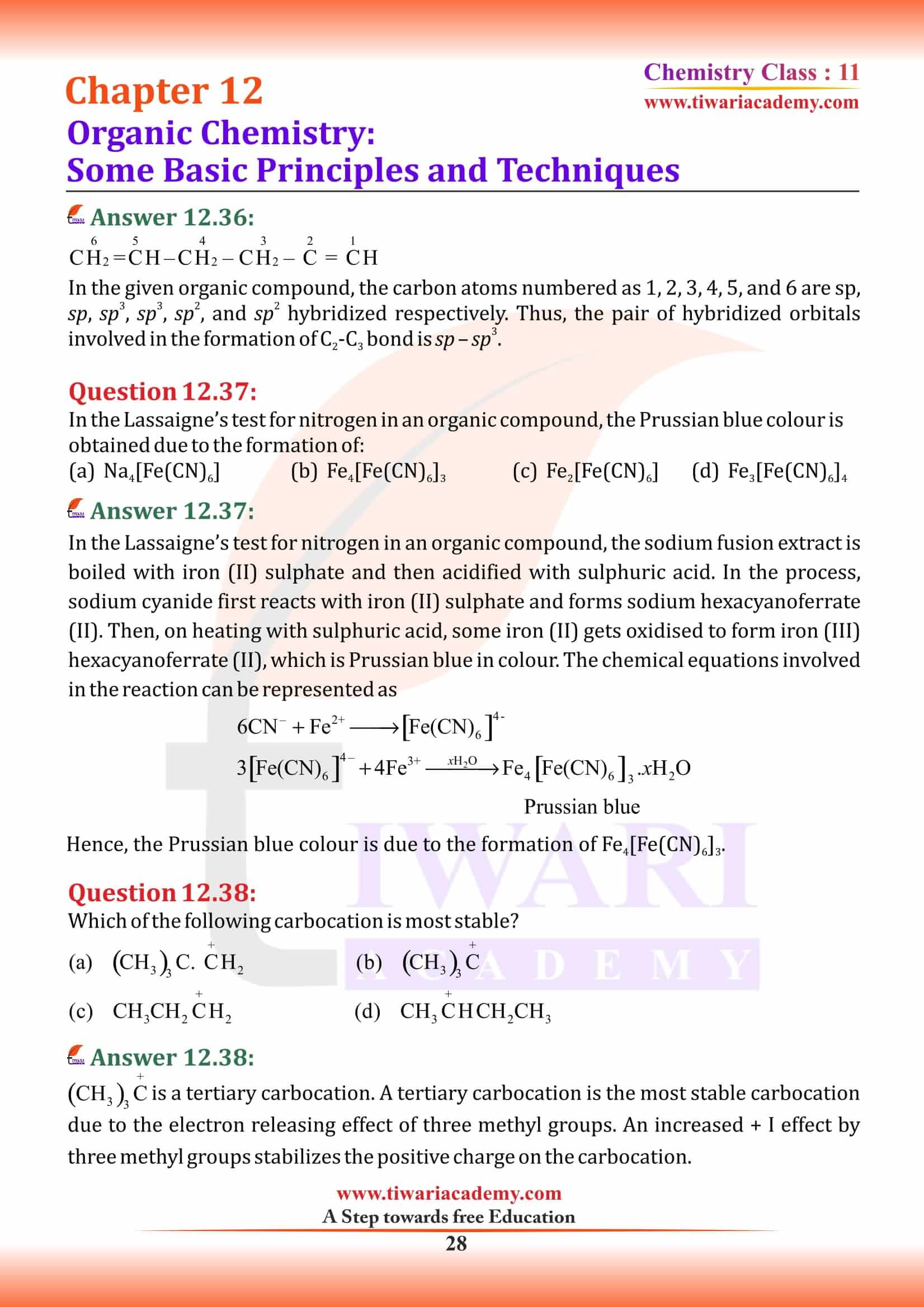 NCERT Solutions For Class 11 Chemistry Chapter 12 Organic Chemistry