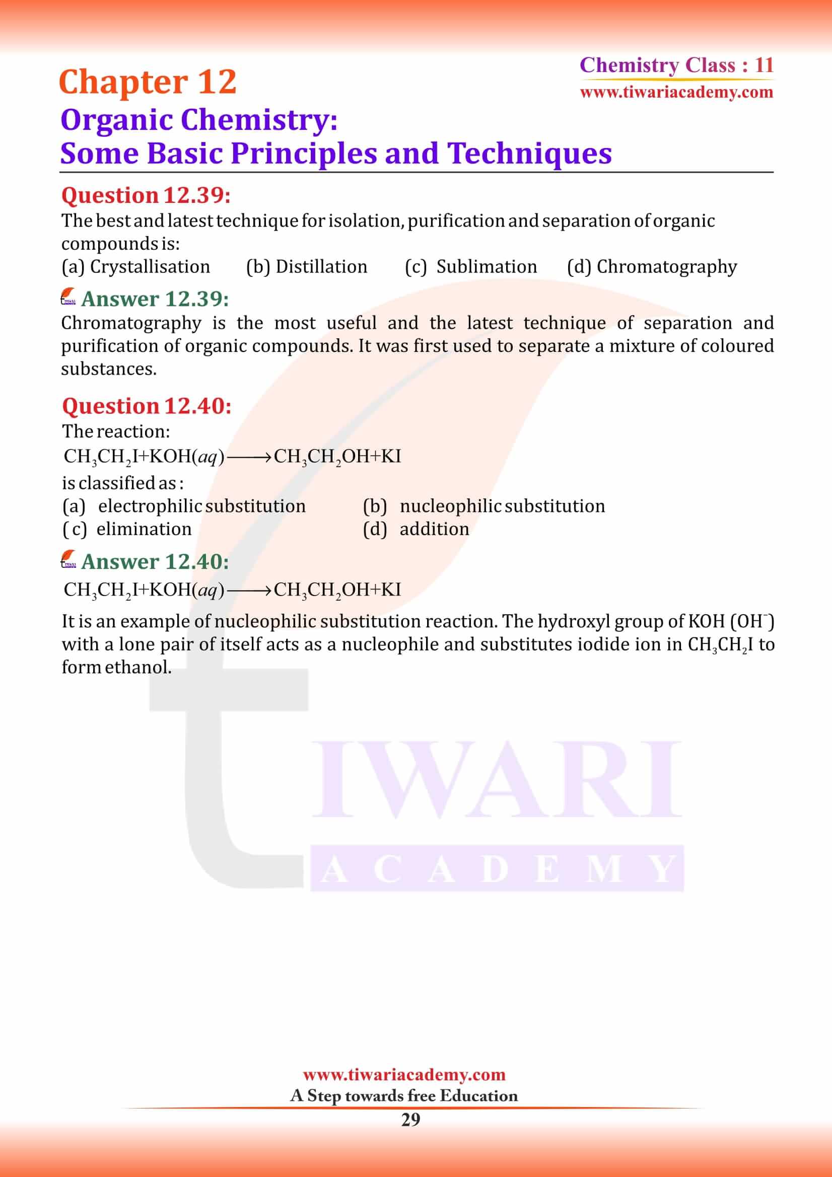 NCERT Solutions For Class 11 Chemistry Chapter 12 Organic Chemistry