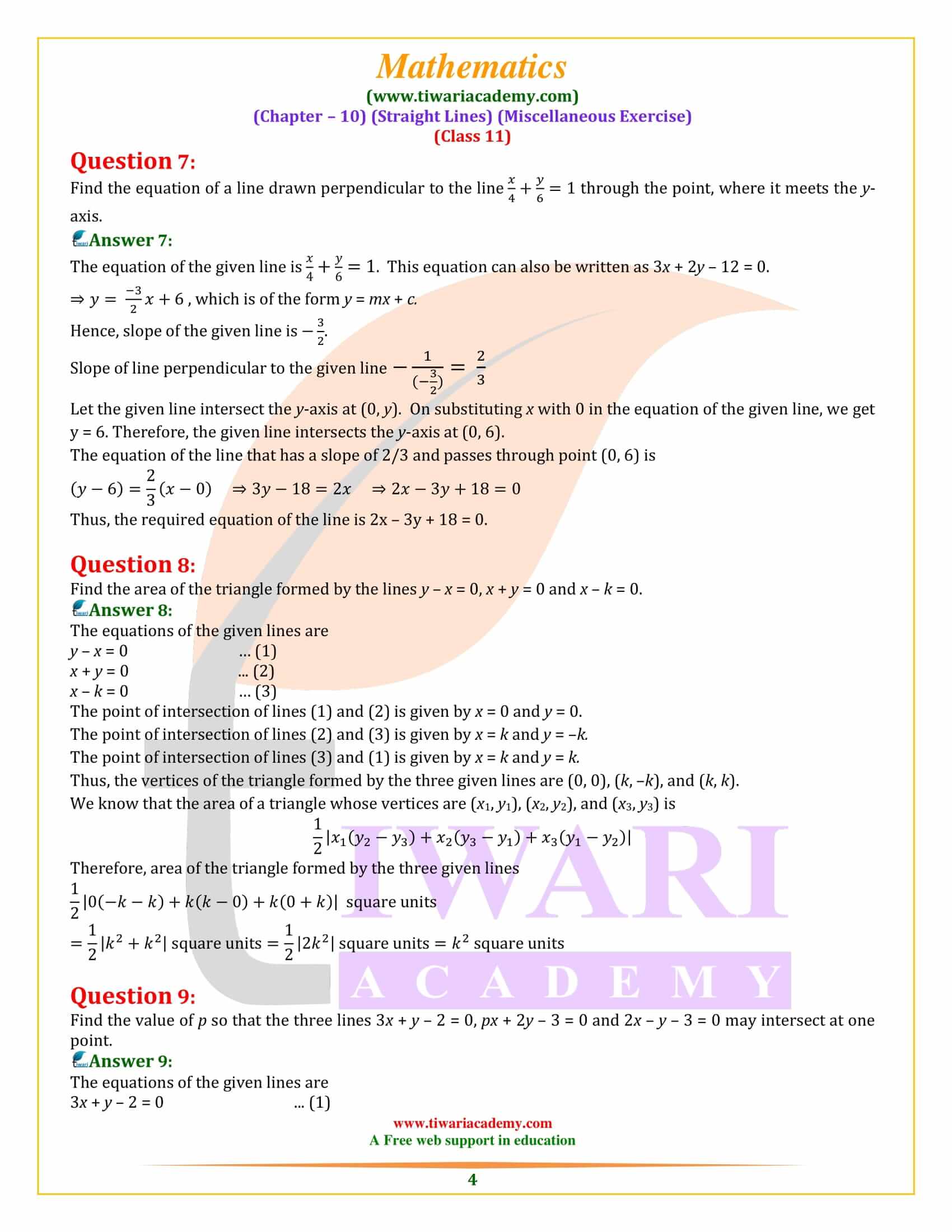 NCERT Solutions For Class 11 Maths Chapter 10 Miscellaneous Exercise