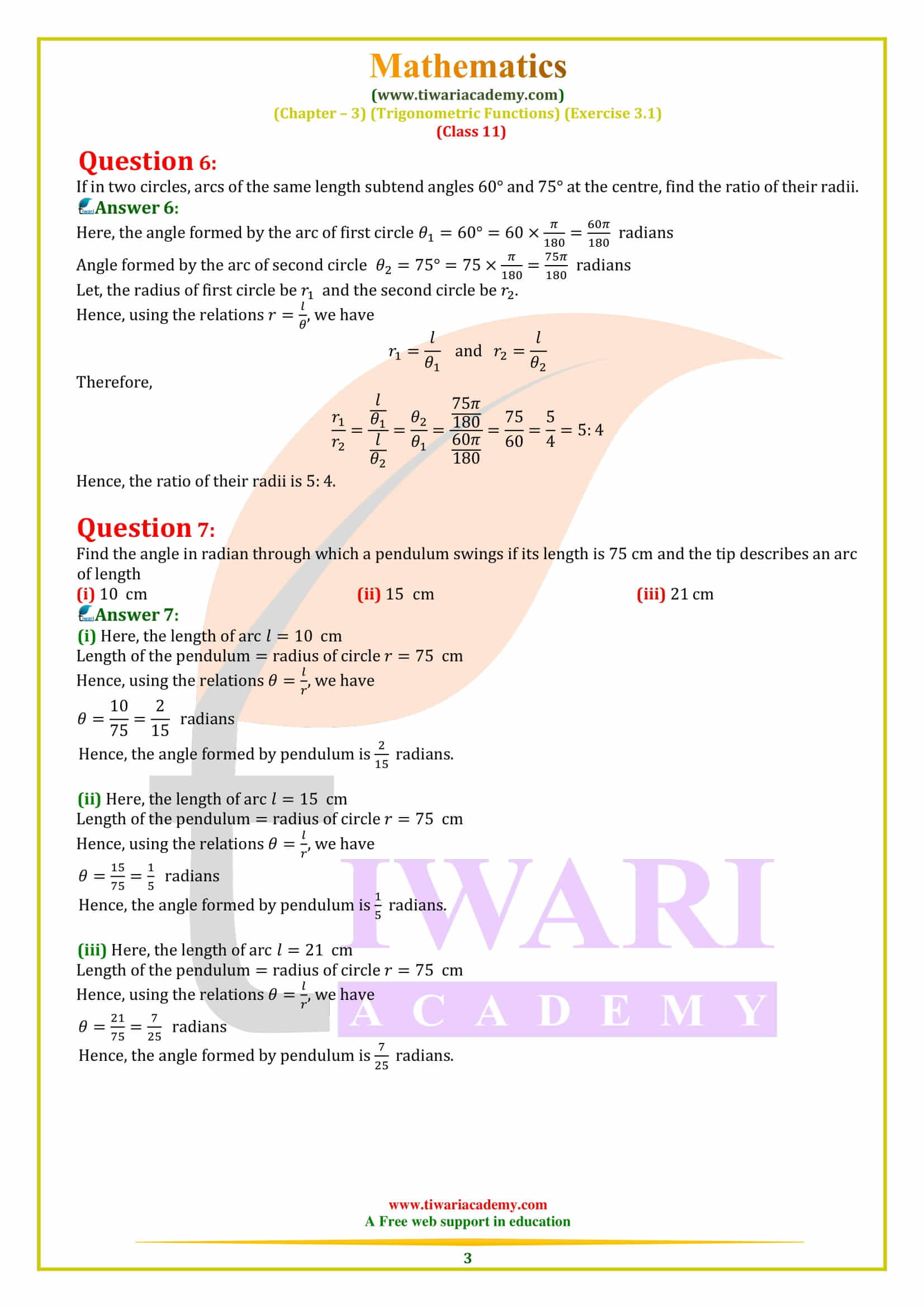 NCERT Solutions for Class 11 Maths Chapter 3 Exercise 3.1 in PDF