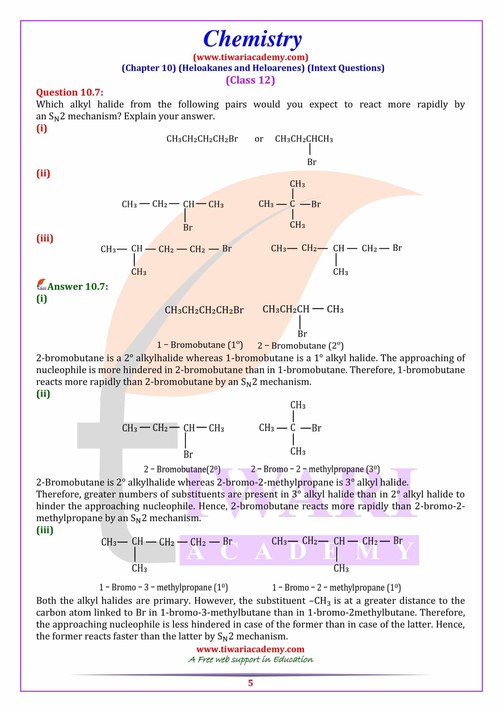 Ncert Solutions For Class Chemistry Chapter Haloalkane Haloarene