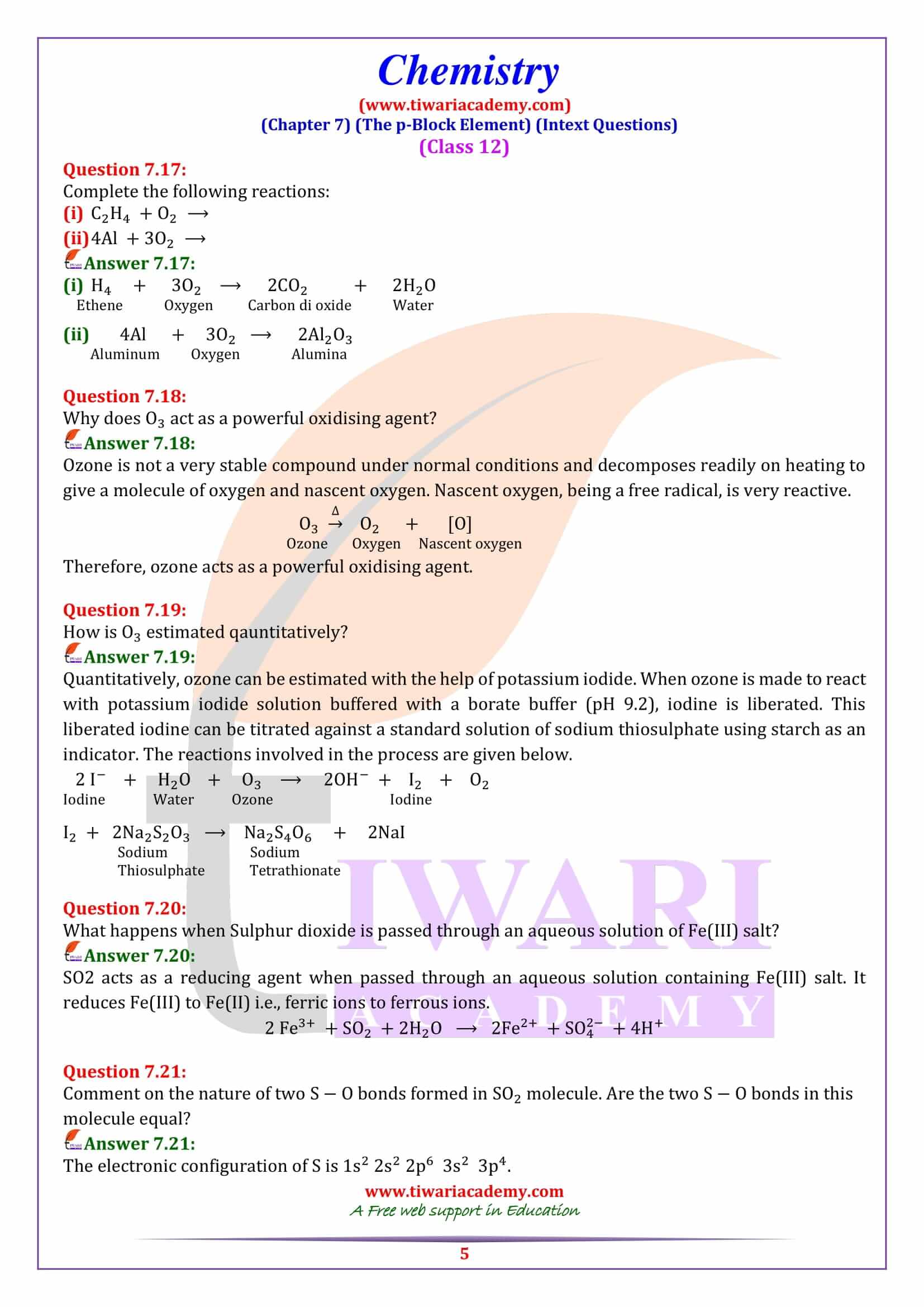 NCERT Solutions For Class 12 Chemistry Chapter 7 In Hindi And English