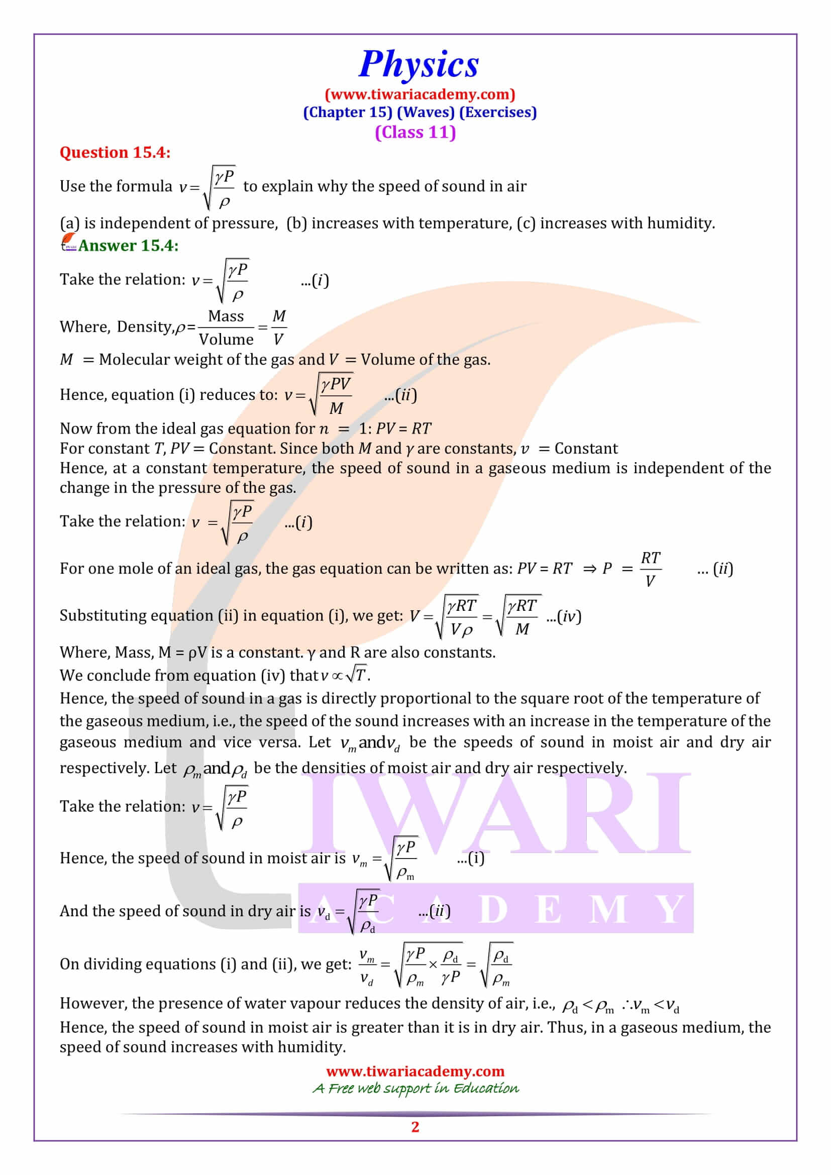 Ncert Solutions For Class 11 Physics Chapter 15 Waves 9803