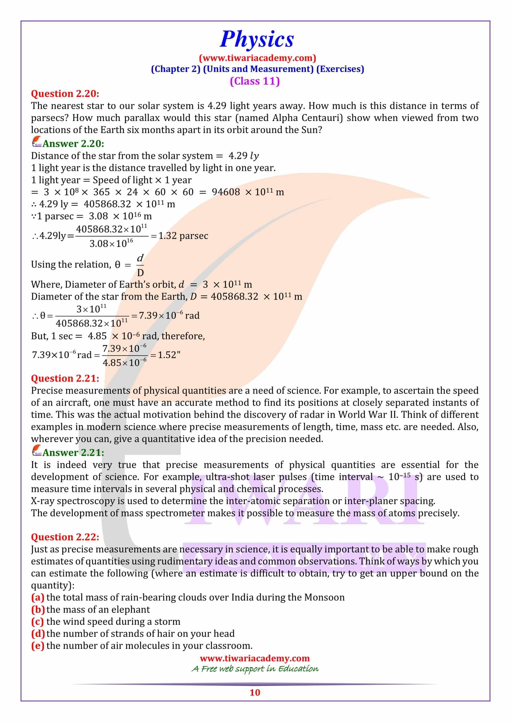 physics class 11 chapter 2 assignment