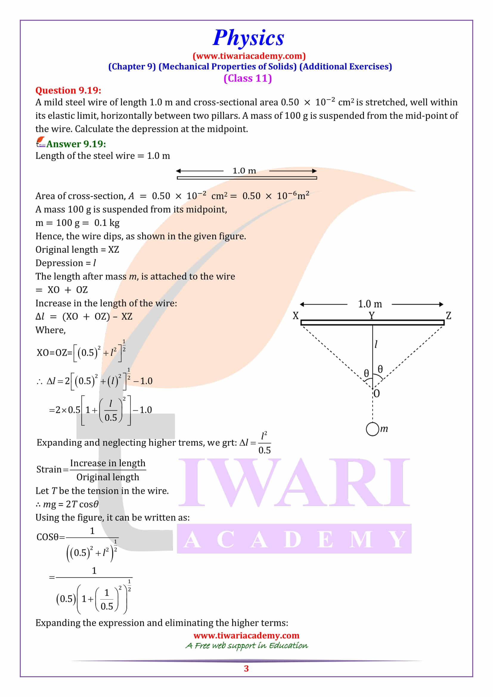 NCERT Solutions For Class 11 Physics Chapter 9 Mechanical Properties