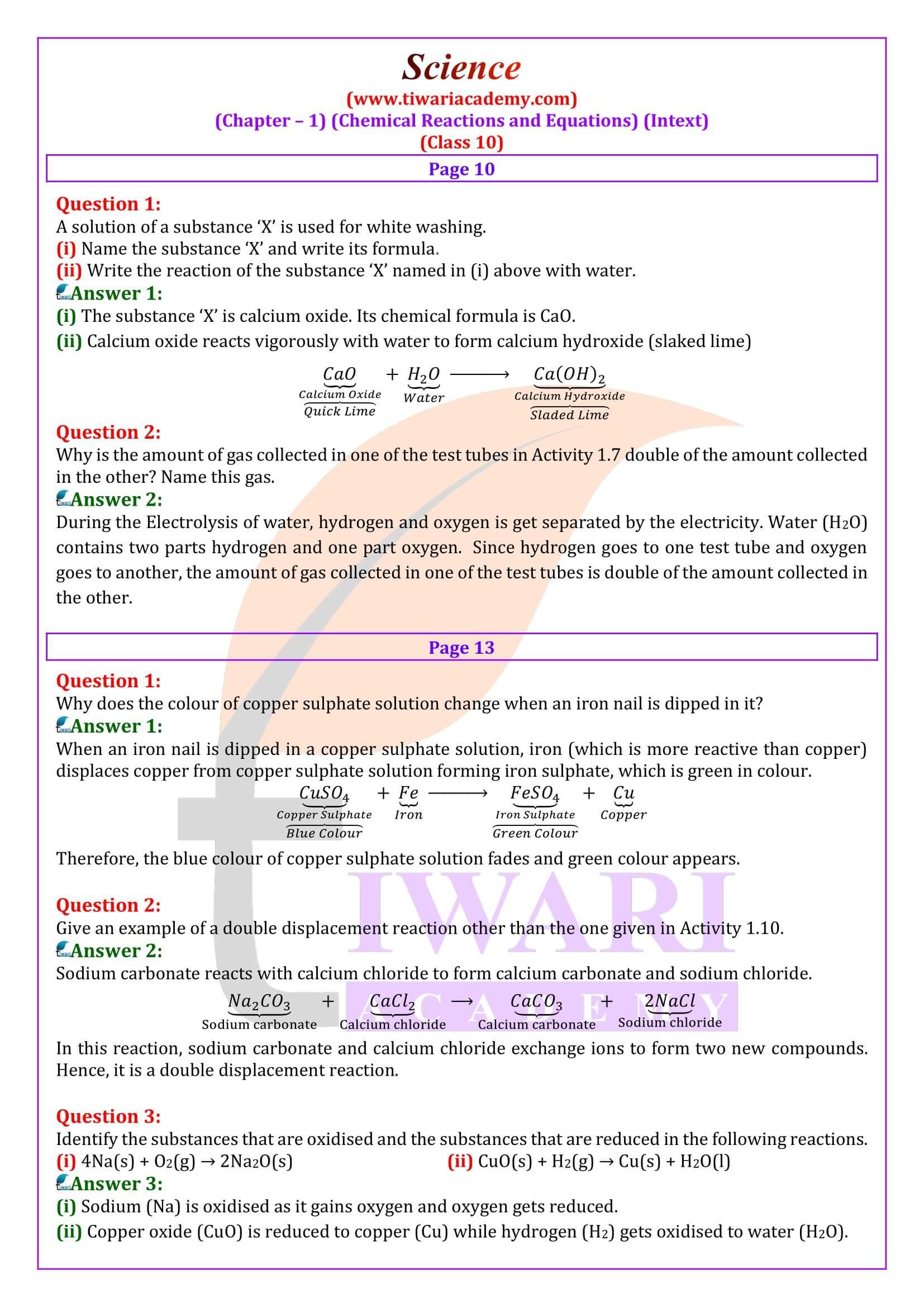 science assignment for class 10 pdf