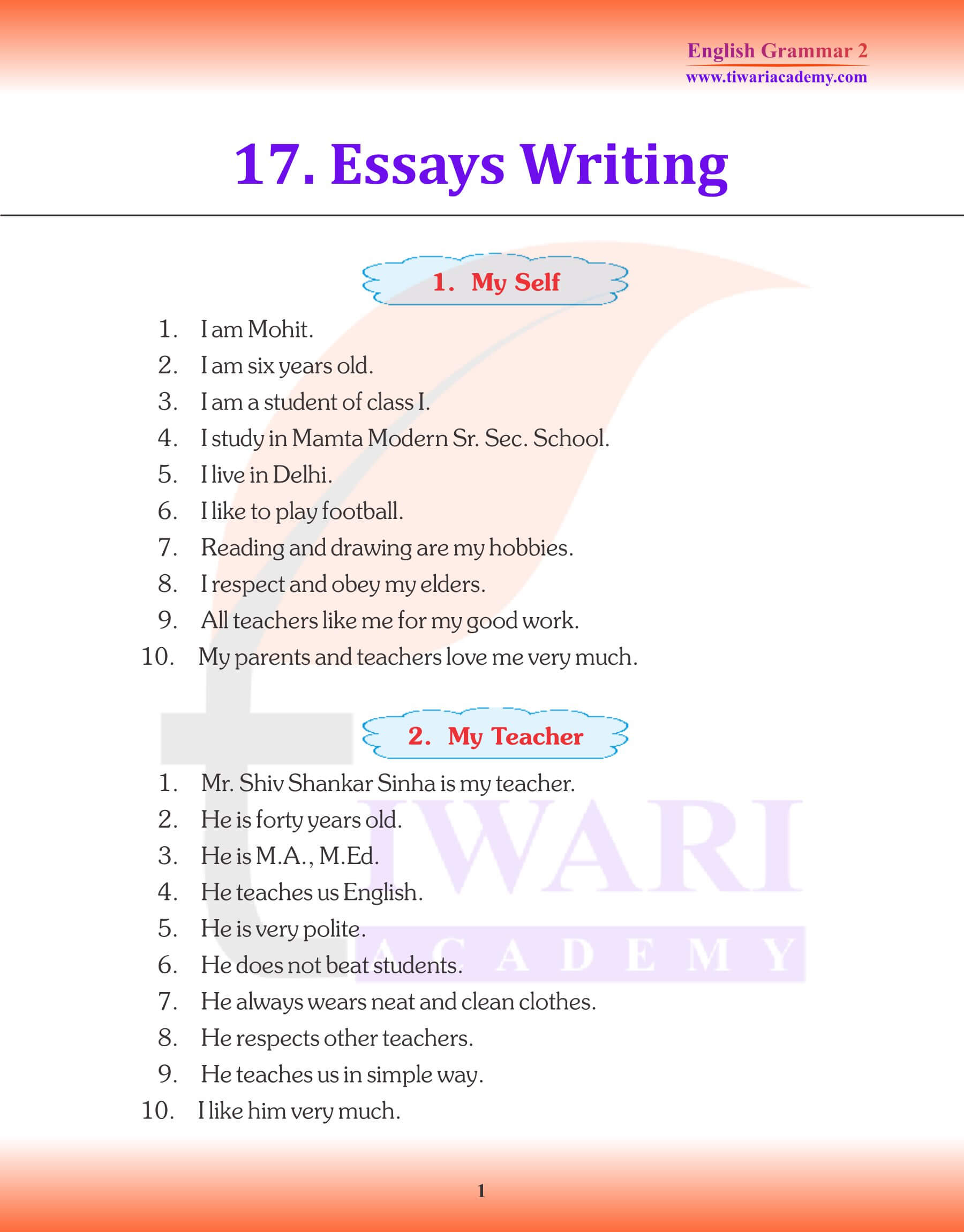 english essay class 2