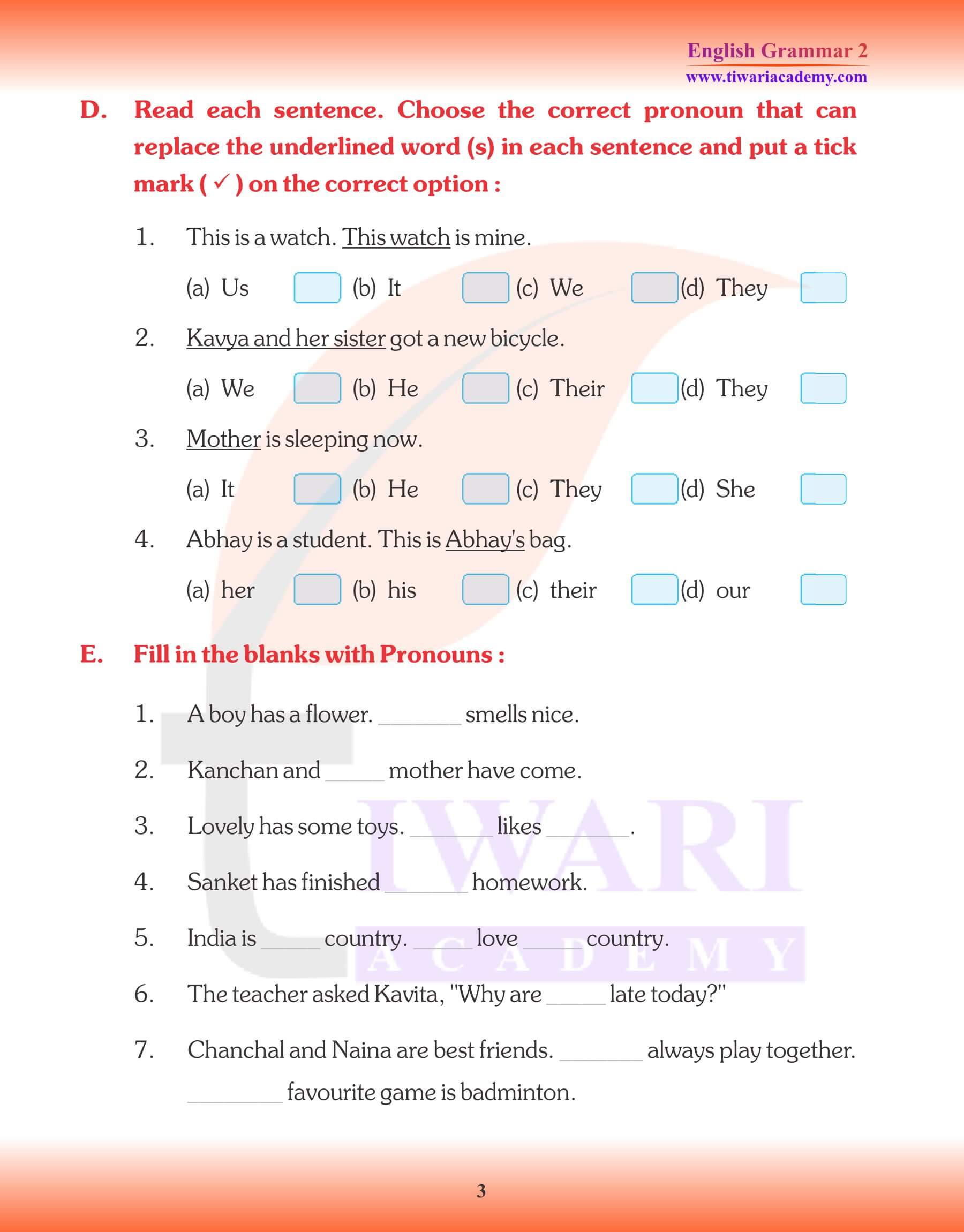Class 2 English 6 worksheet
