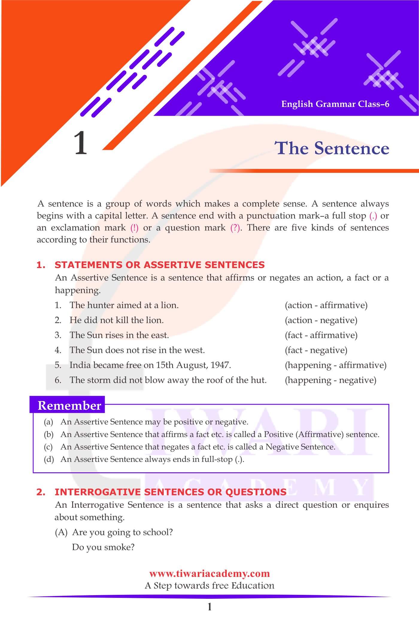 class-6-english-grammar-chapter-1-the-sentence