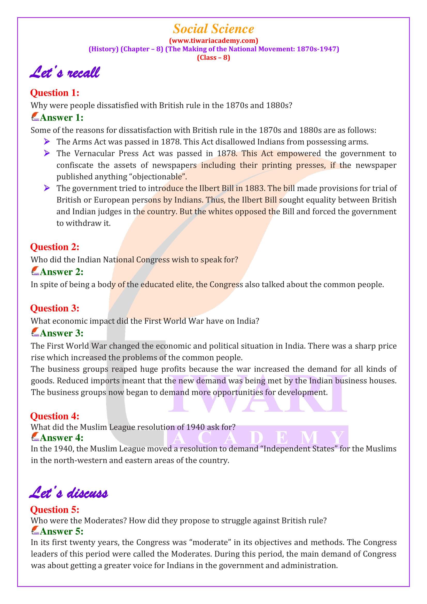 case study questions class 8 social science history chapter 2