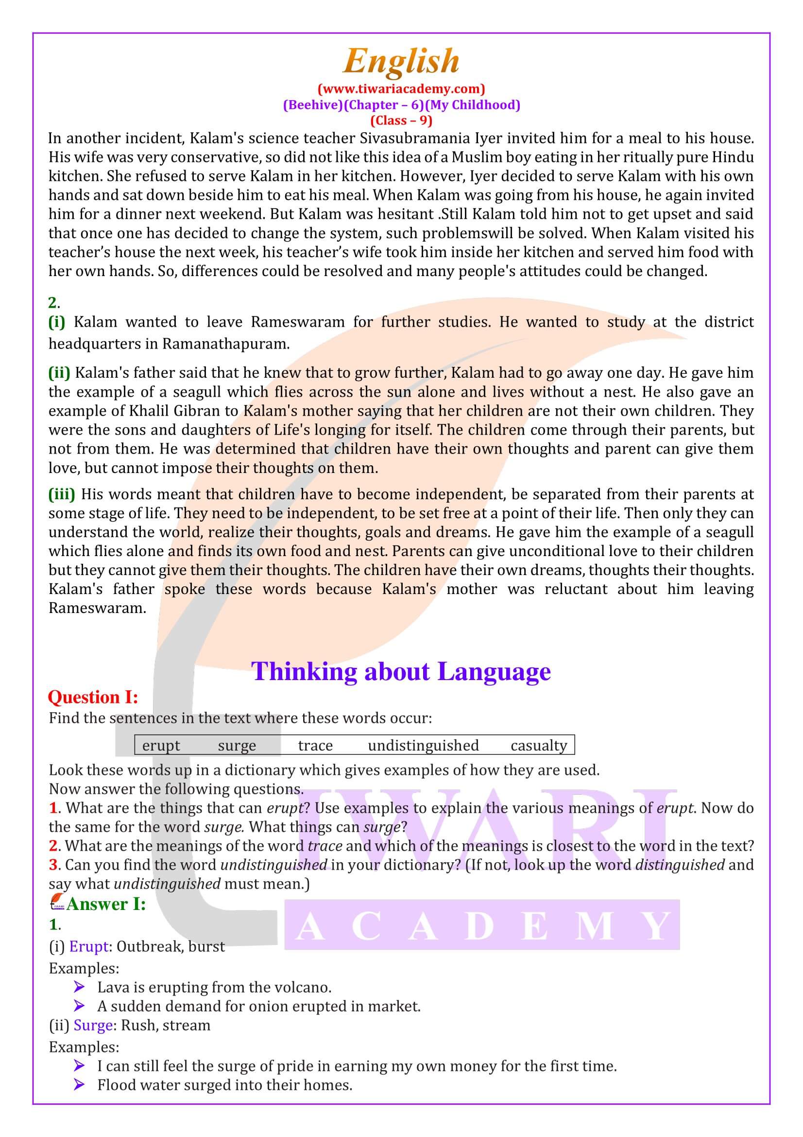 NCERT Class 9 English Summary, Explanation, Question Answers
