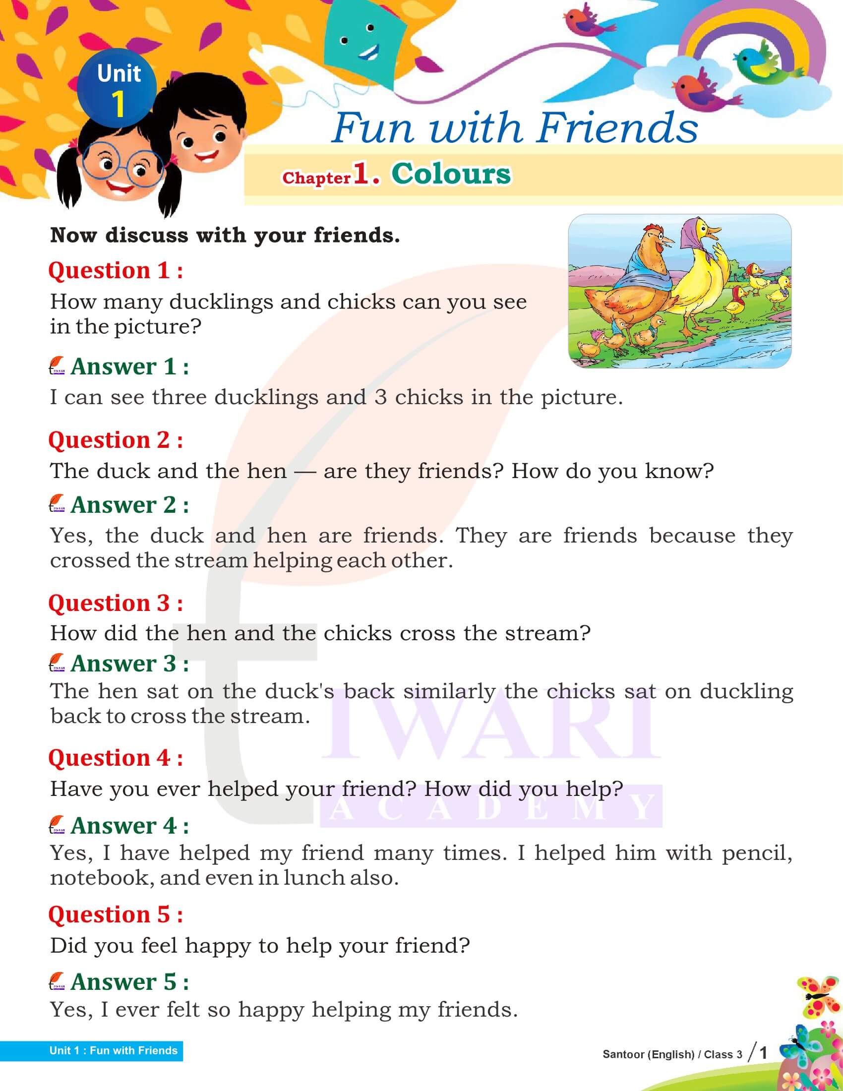 Class 3 English Santoor Chapter 1 Colours