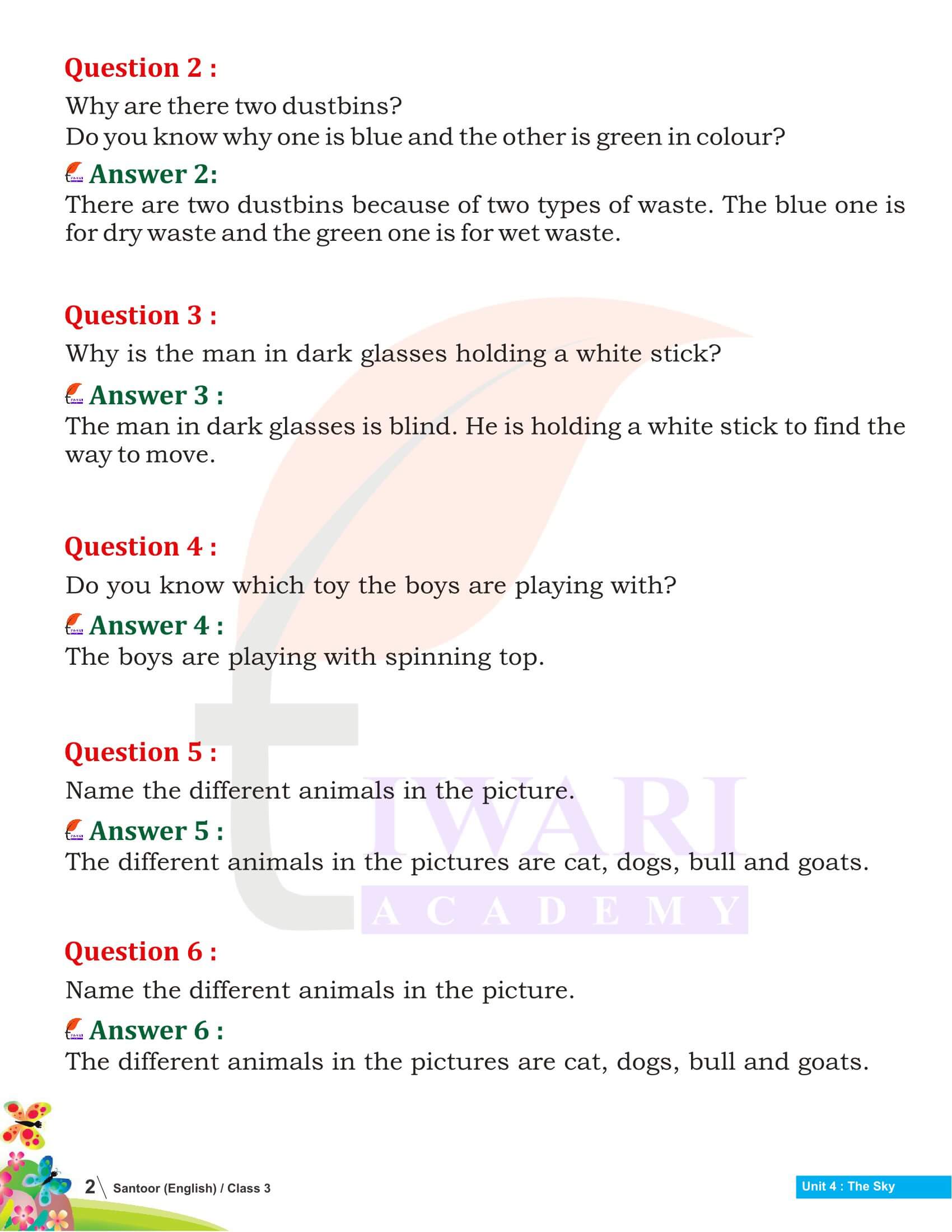 NCERT Solutions for Class 3 English Santoor Chapter 10 Answers