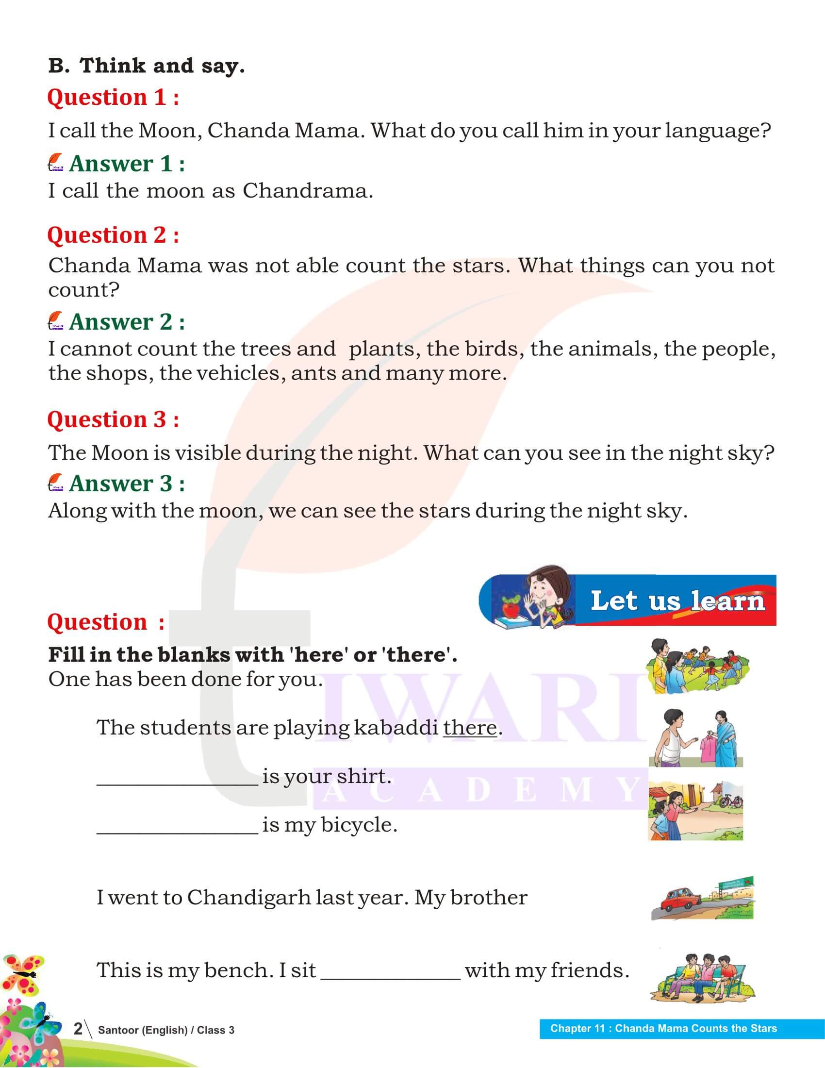 Class 3 English Santoor Chapter 11 Chanda Mama Counts the Stars Solutions