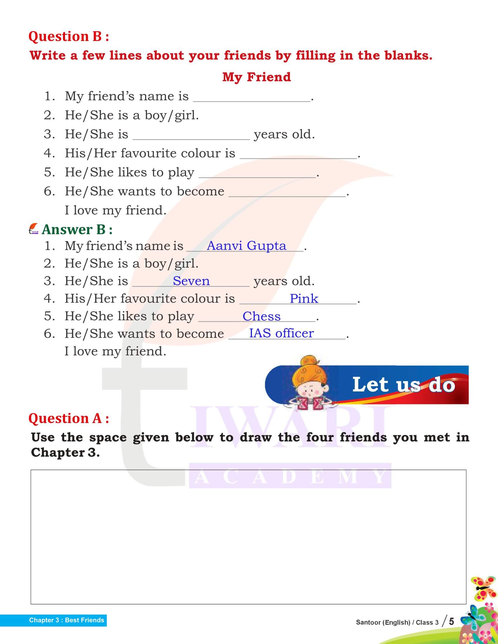 NCERT Solutions for Class 3 English Santoor Chapter 3 Best Friends Question Answers