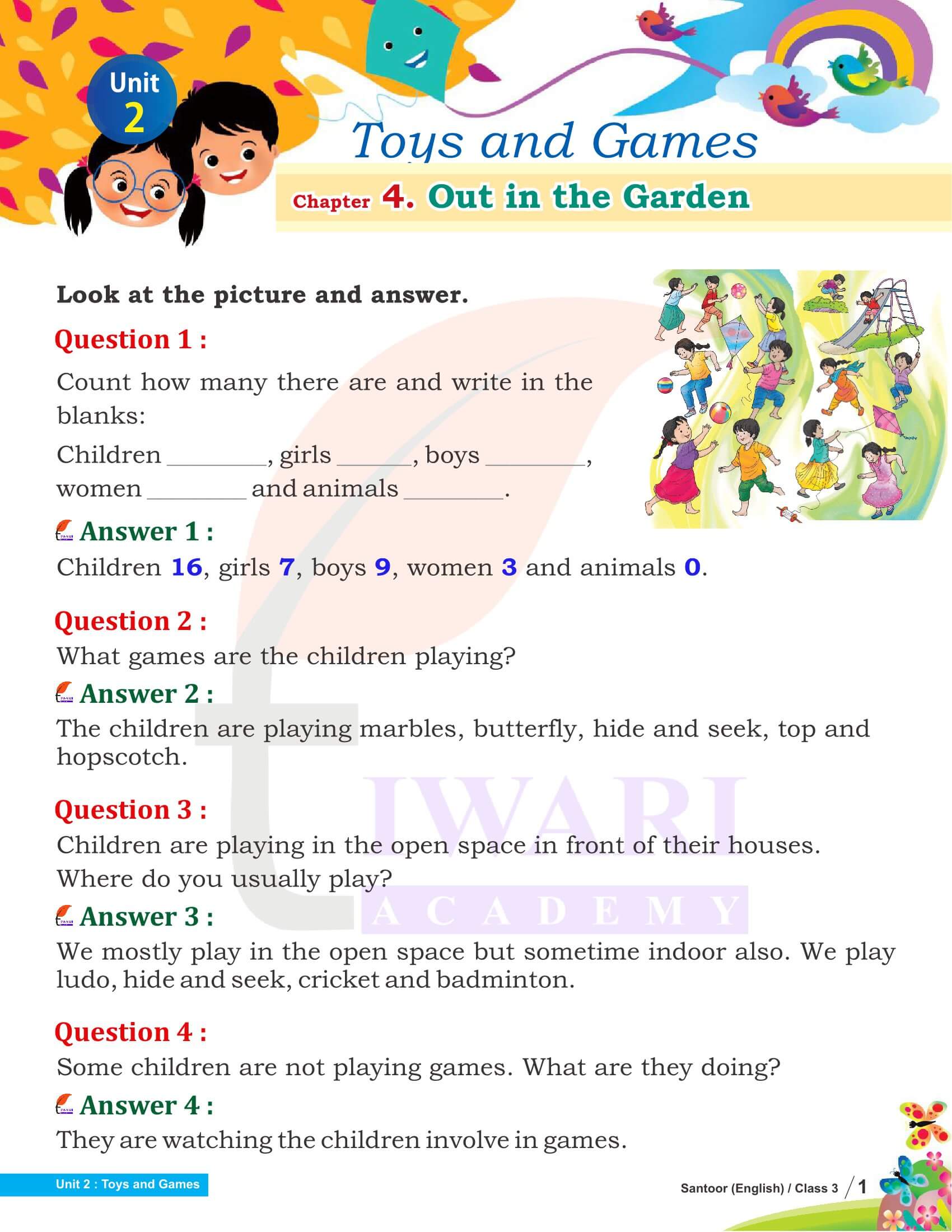 NCERT Solutions for Class 3 English Santoor Chapter 4 Out in the Garden