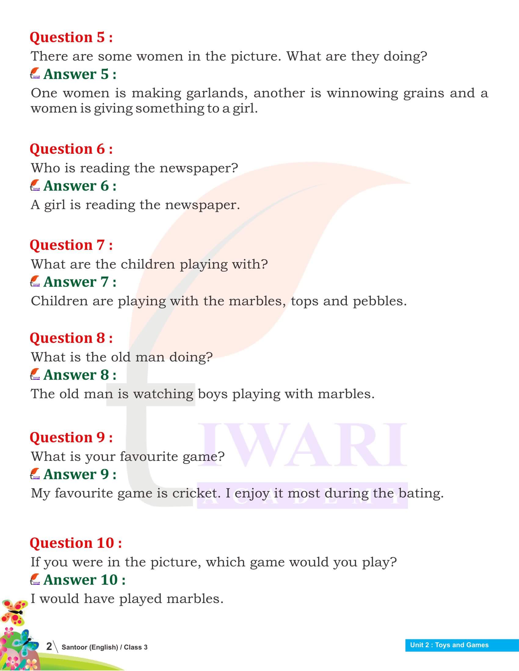 NCERT Solutions for Class 3 English Santoor Chapter 4 Out in the Garden Answers