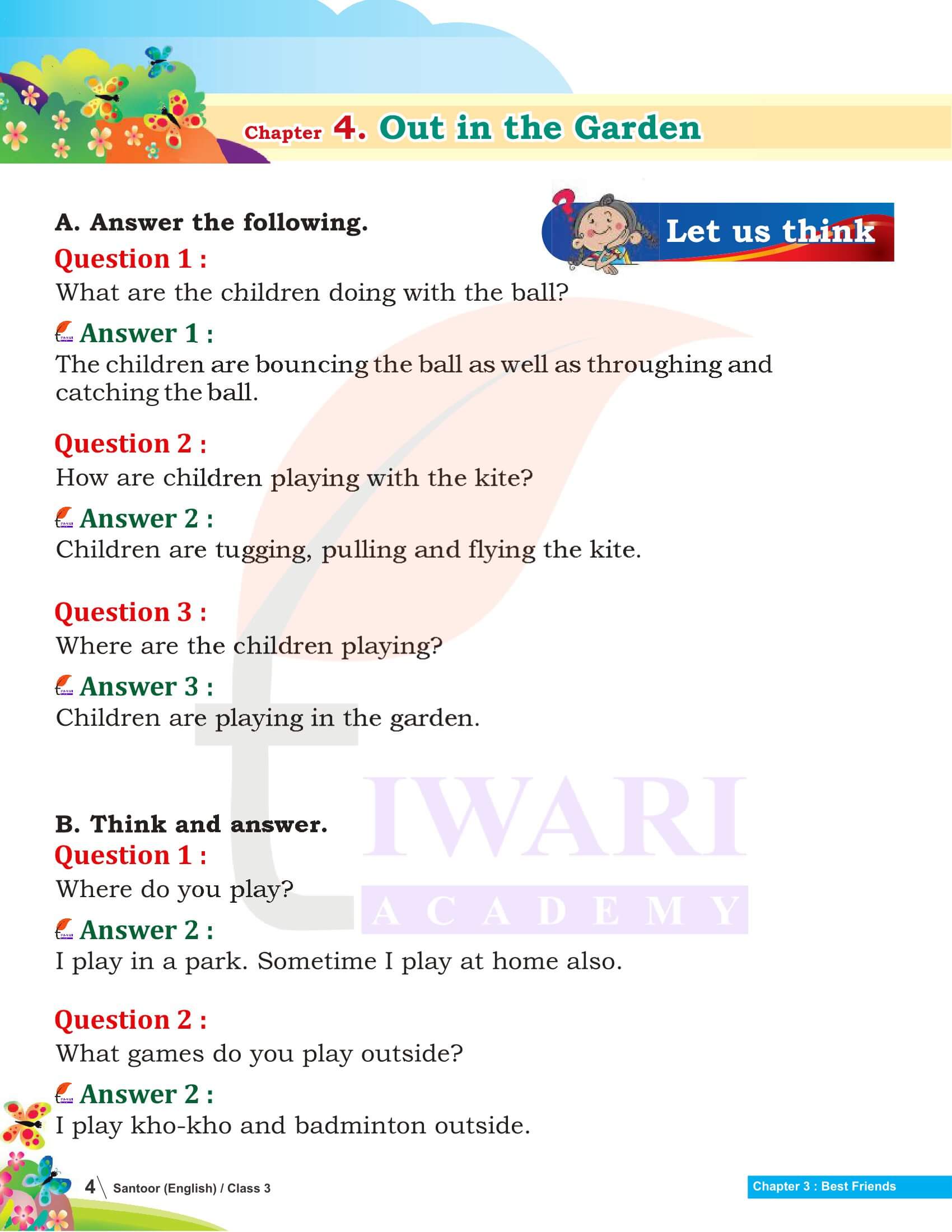 NCERT Solutions for Class 3 English Santoor Chapter 4 Out in the Garden Solutions