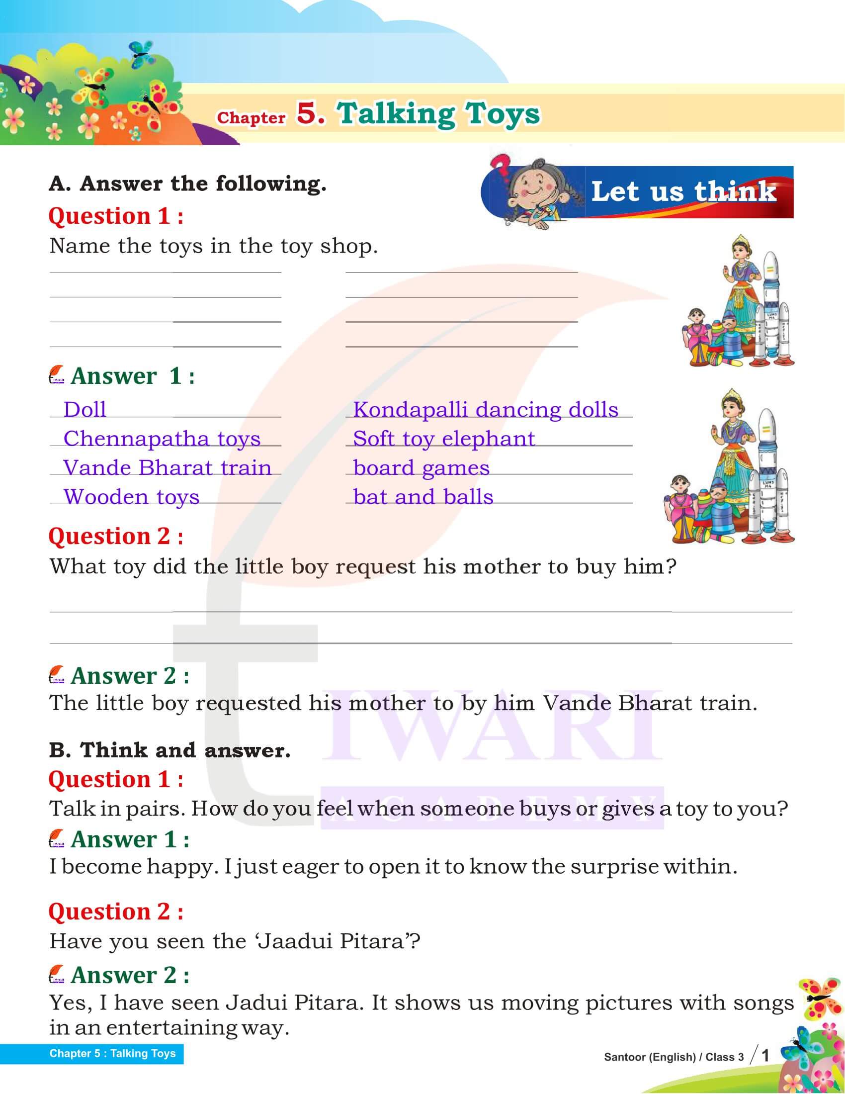 NCERT Solutions for Class 3 English Santoor Chapter 5 Question Answers