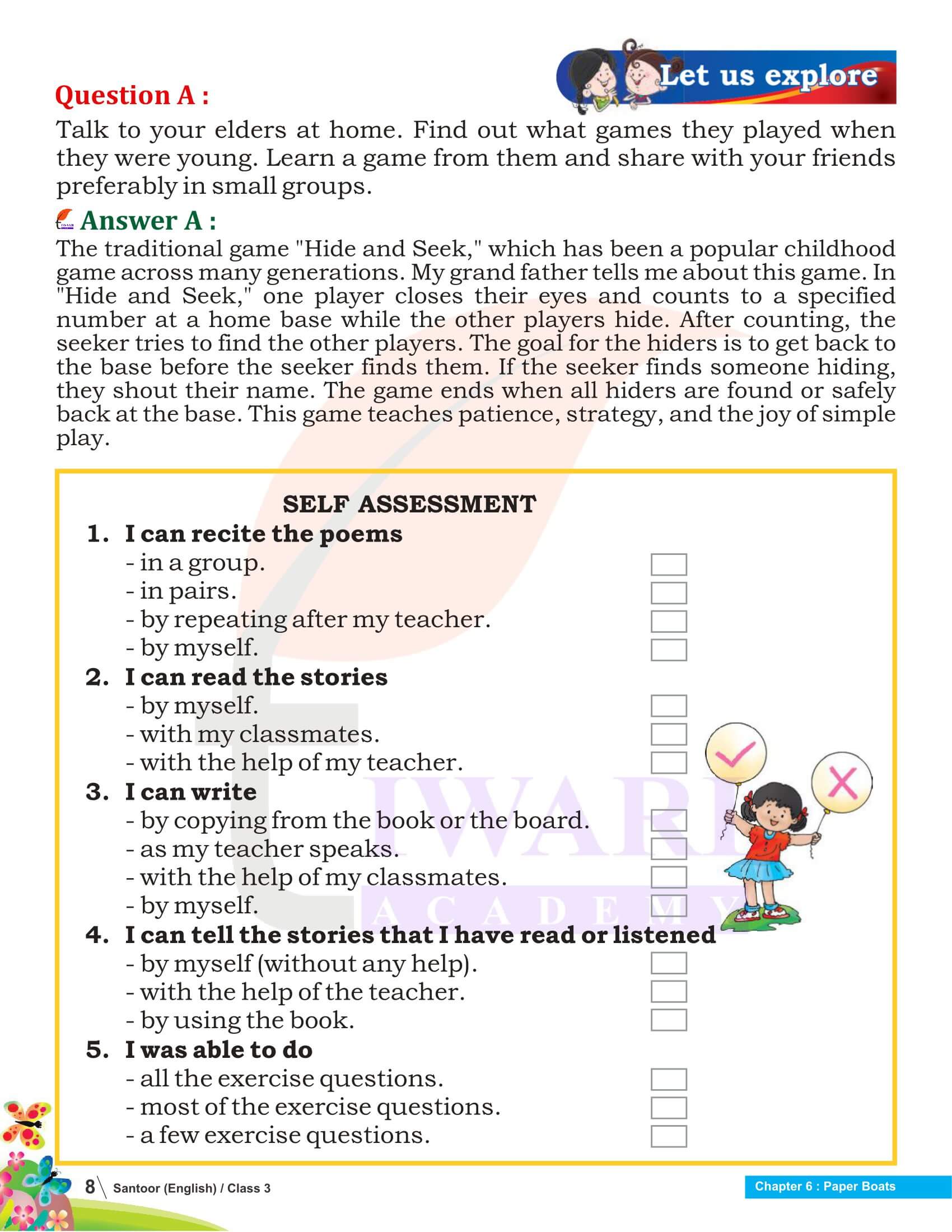 Class 3 English Santoor Chapter 6 Answers
