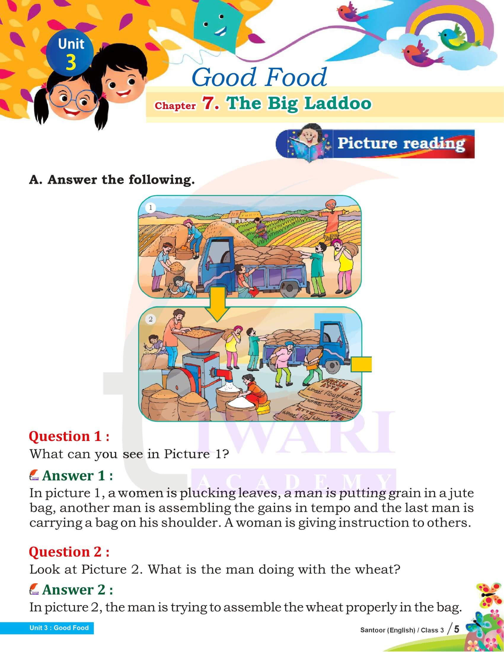 NCERT Solutions for Class 3 English Santoor Chapter 7 The Big Laddoo Answers