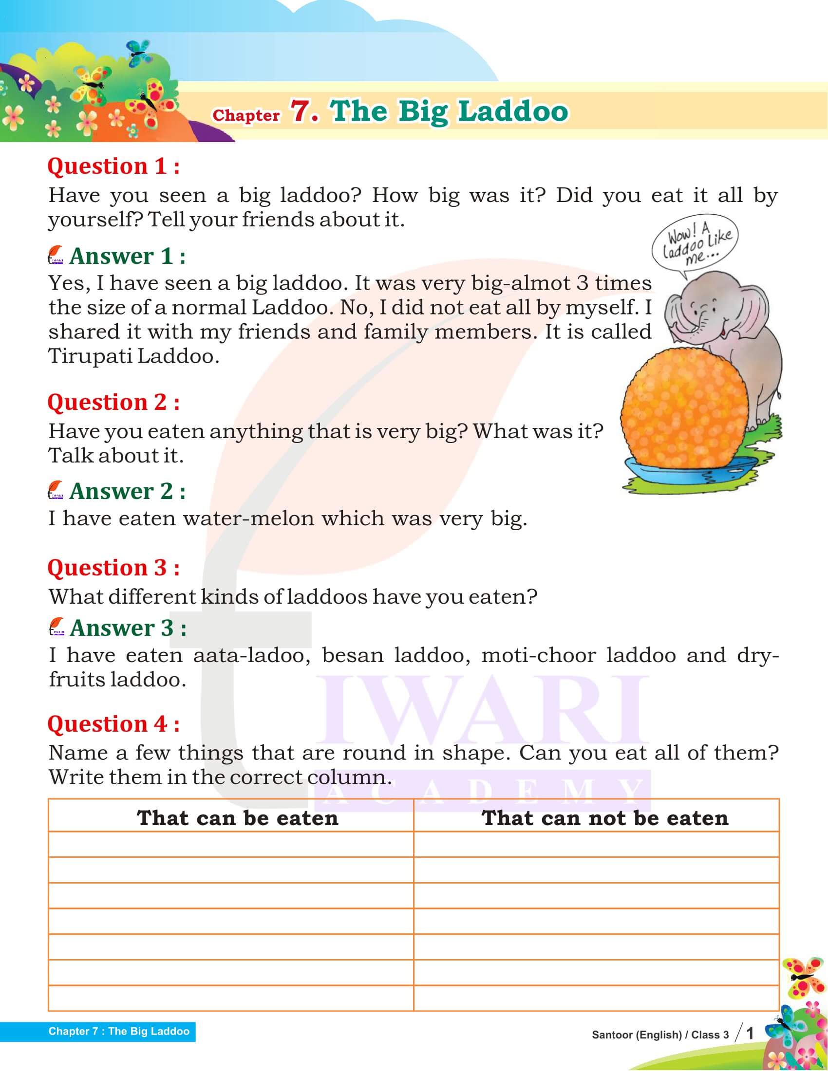 NCERT Solutions for Class 3 English Santoor Chapter 7