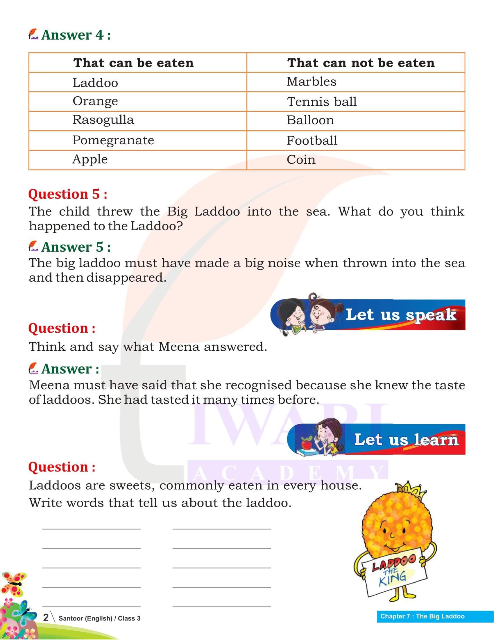Class 3 English Santoor Chapter 7 Question Answers