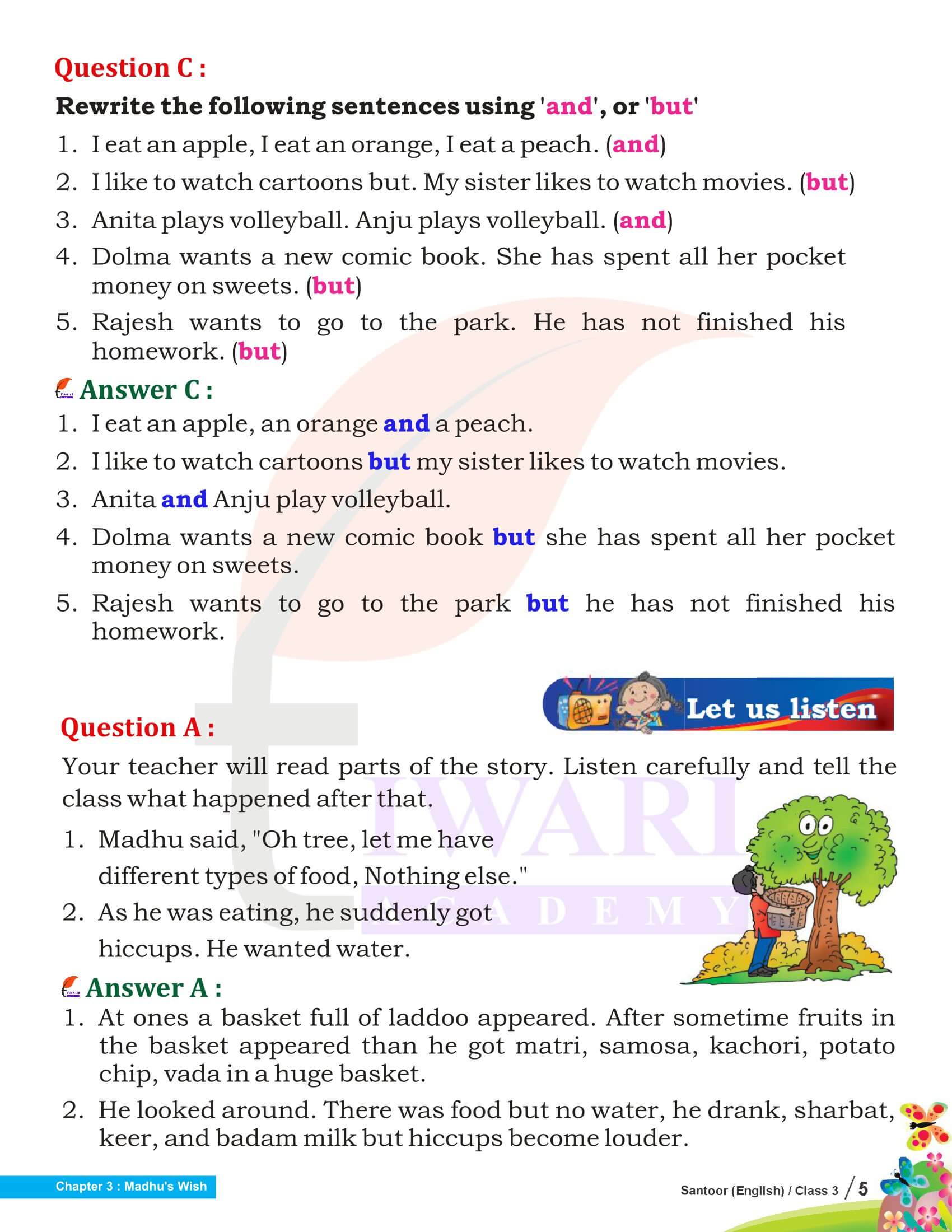 Class 3 English Santoor Chapter 9 all Answers