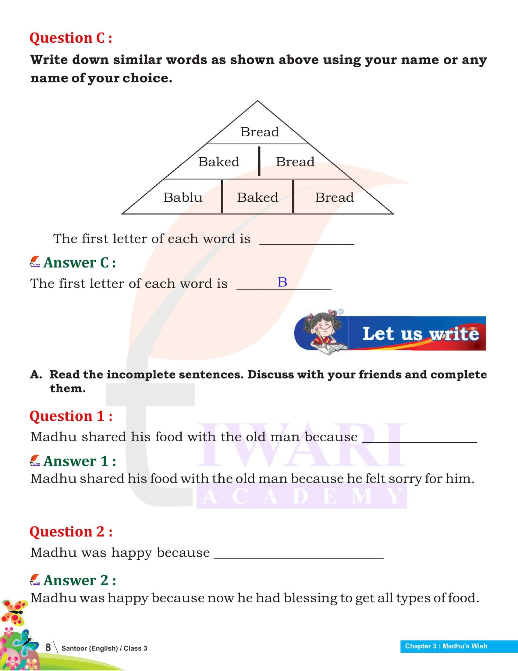 Class 3 English Santoor Chapter 9 Textbook Answers