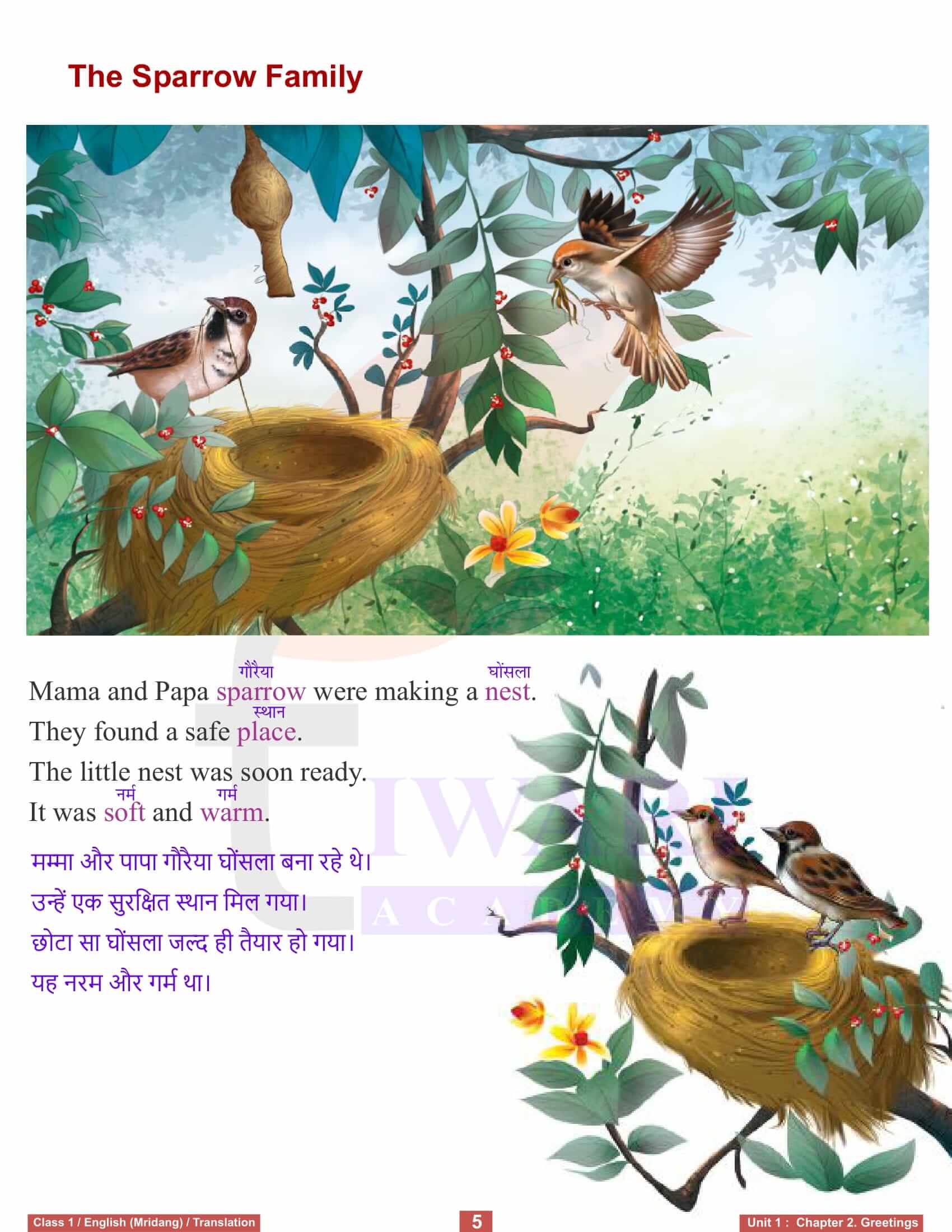 NCERT Solutions for Class 1 English Mridang Chapter 2 Translation