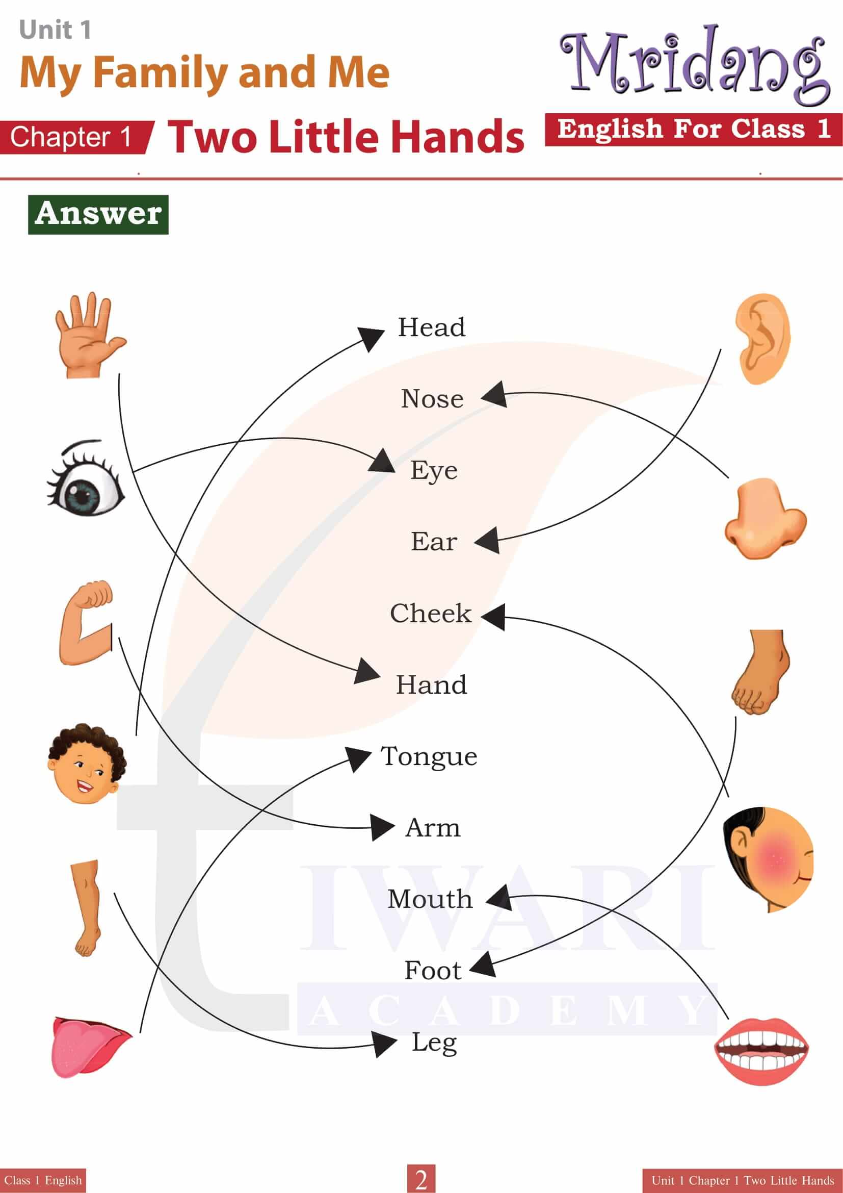 NCERT Solutions for Class 1 English Mridang Chapter 1 Two Little Hands of Unit 1 My Family and Me Answers