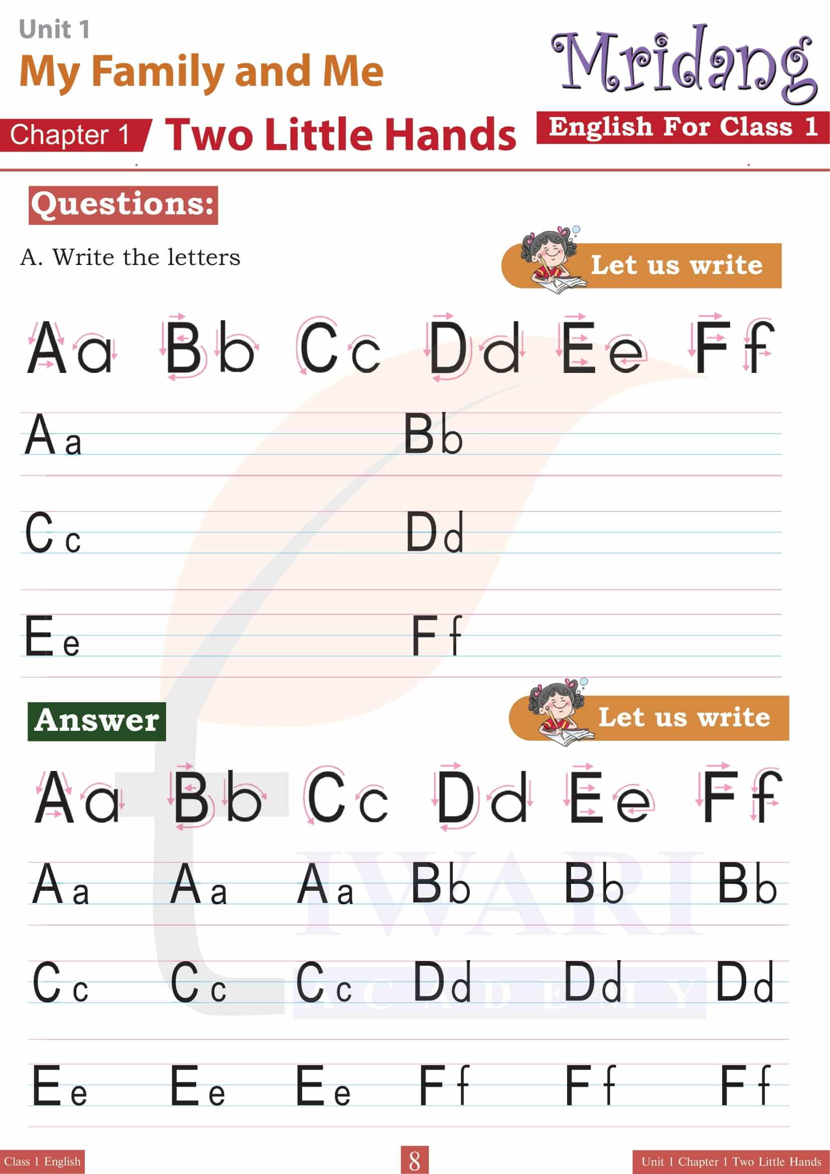 Class 1 English Mridang Chapter 1 Two Little Hands Exercises solutions