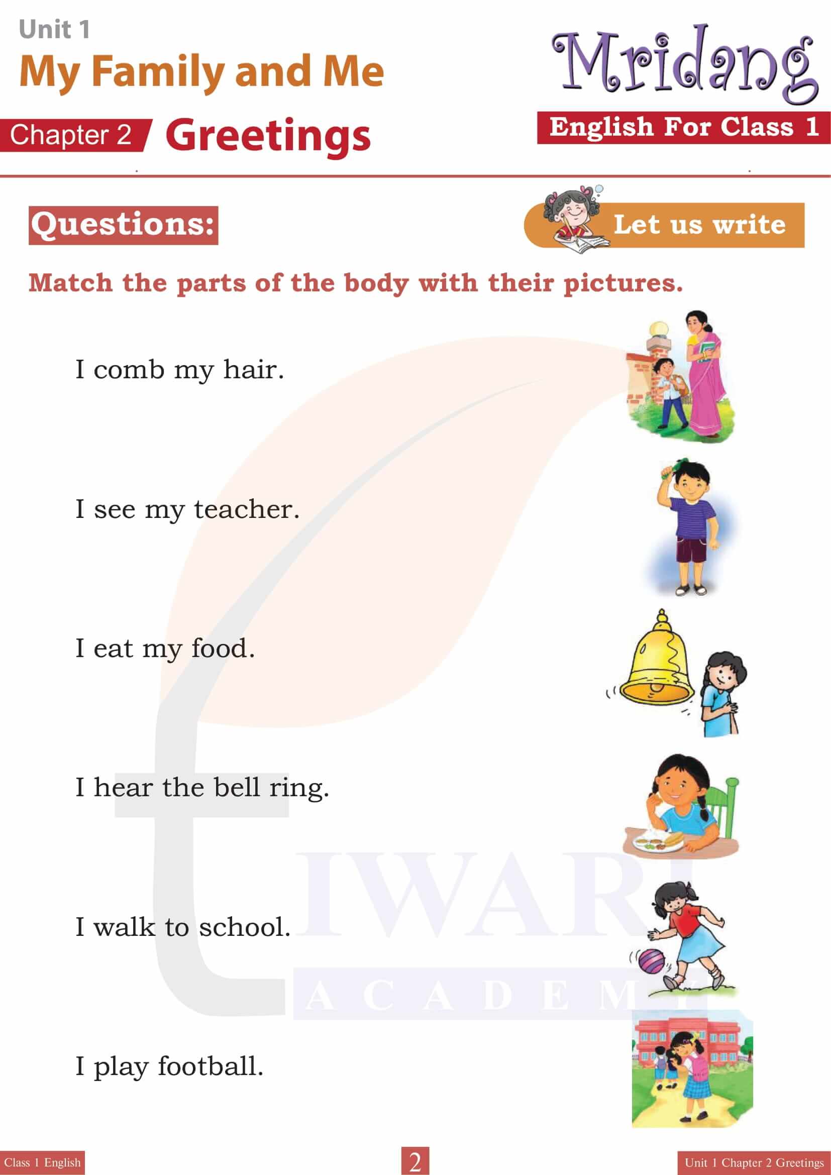 NCERT Solutions for Class 1 English Mridang Chapter 2 Greetings of Unit 1 My Family and Me Solutions